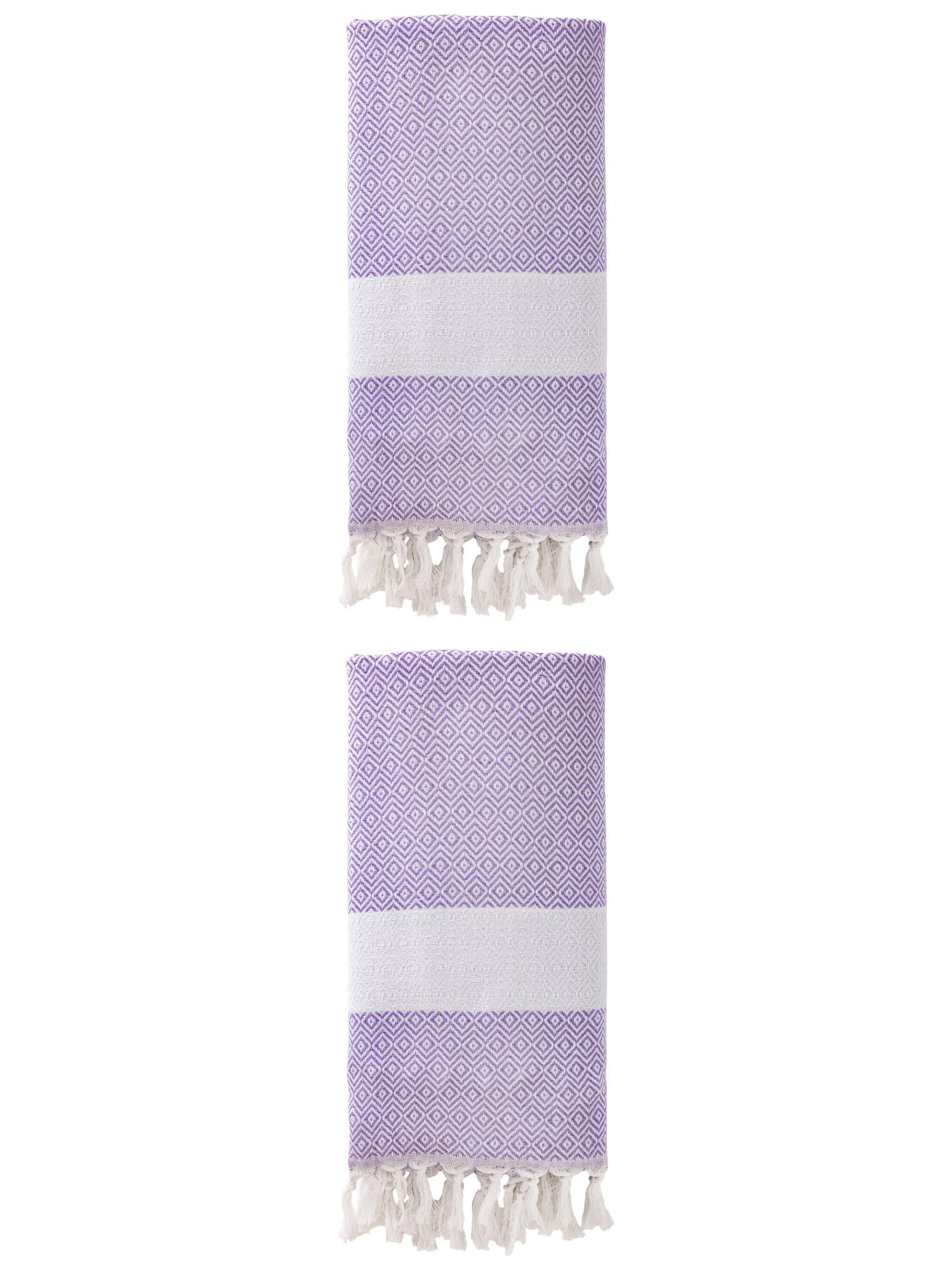 Unique Bargains Geometric Sandproof Turkish Beach Towel Light Purple 71"x40"