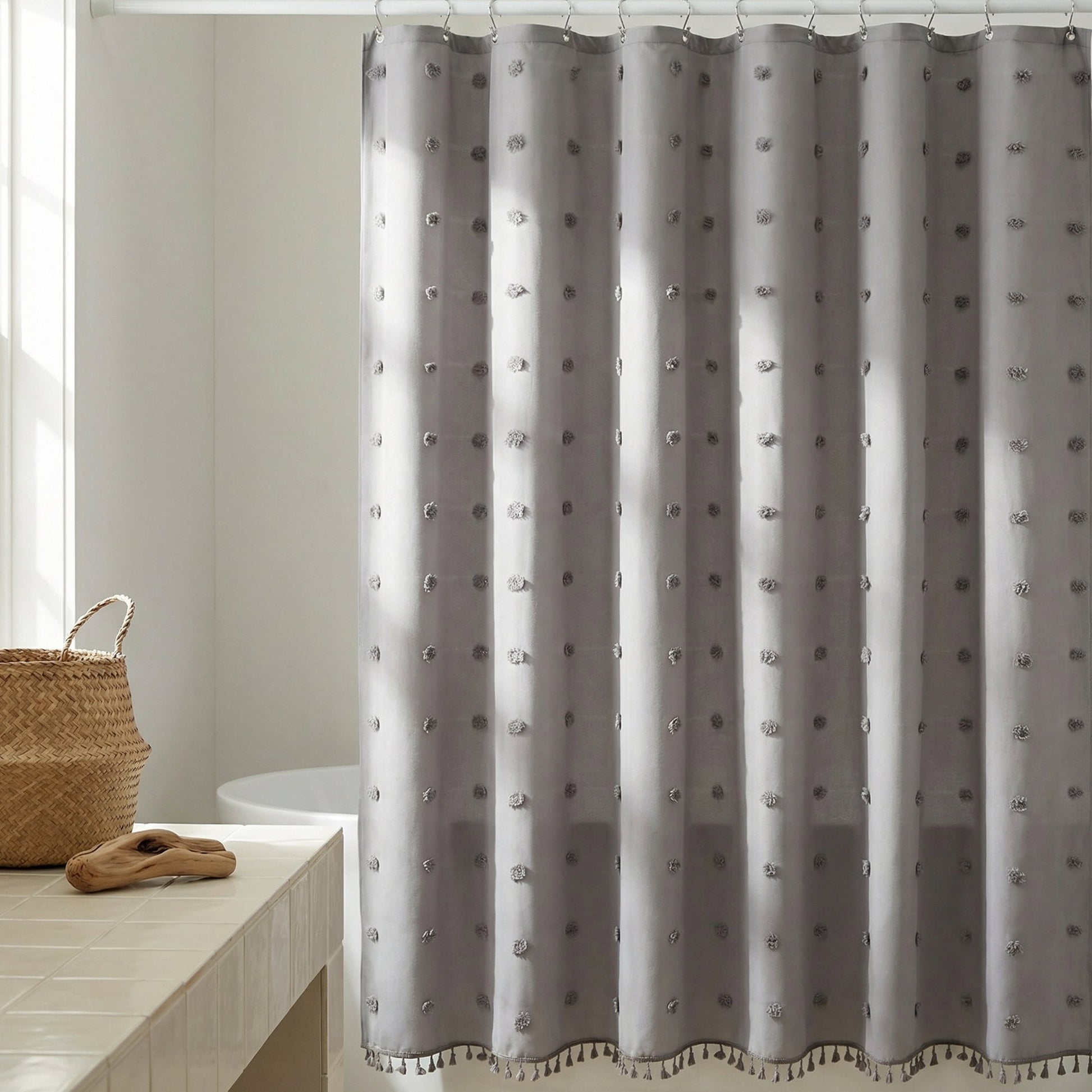 Unique Bargains Geometric Texture Shower Curtain Sets with Hooks Grey 72"W x 72"L