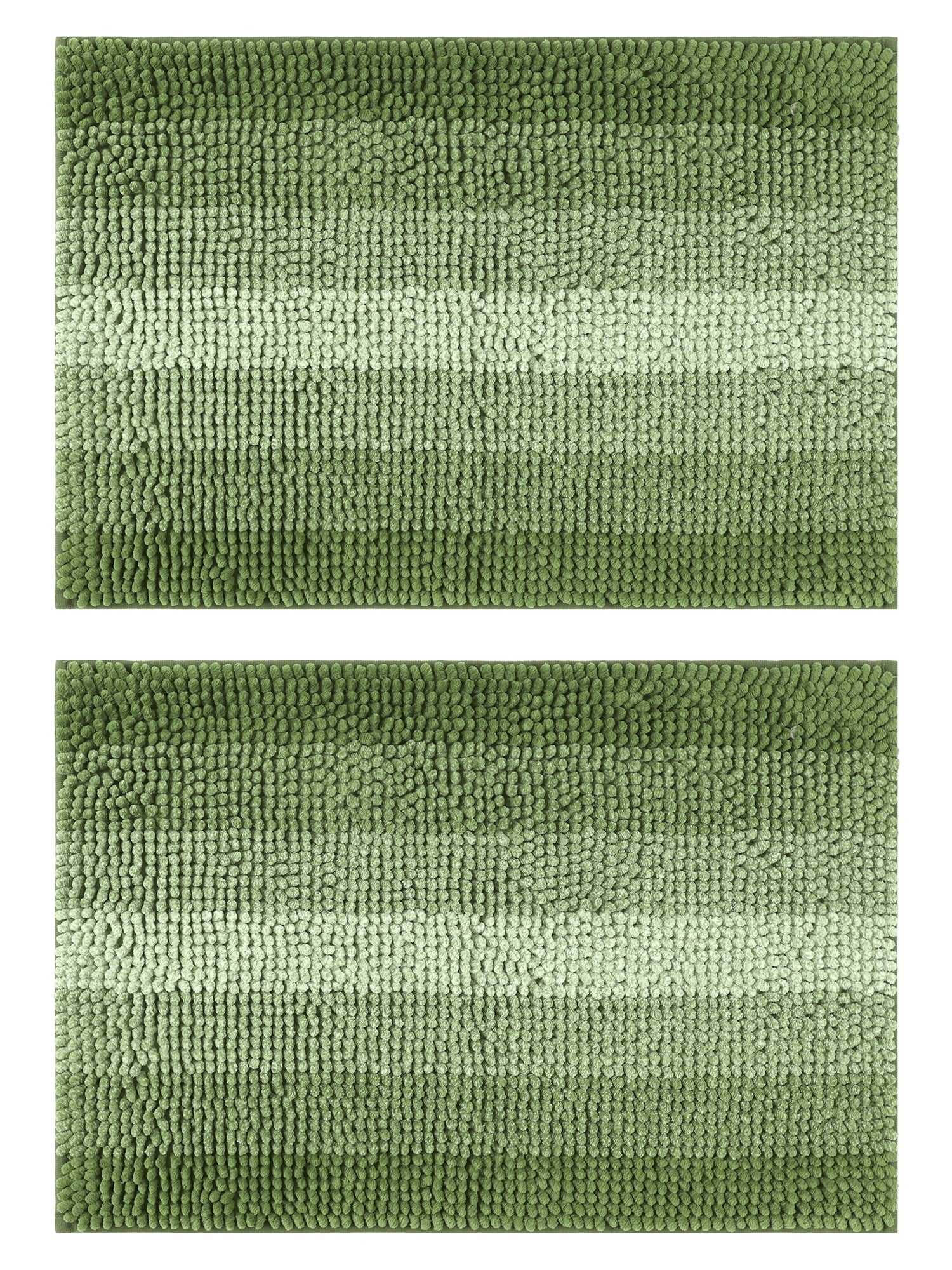 Unique Bargains Gradient Color Striped Bath Mats 2 Pcs Non-Slip Bathroom Rugs Green 20" x 32"