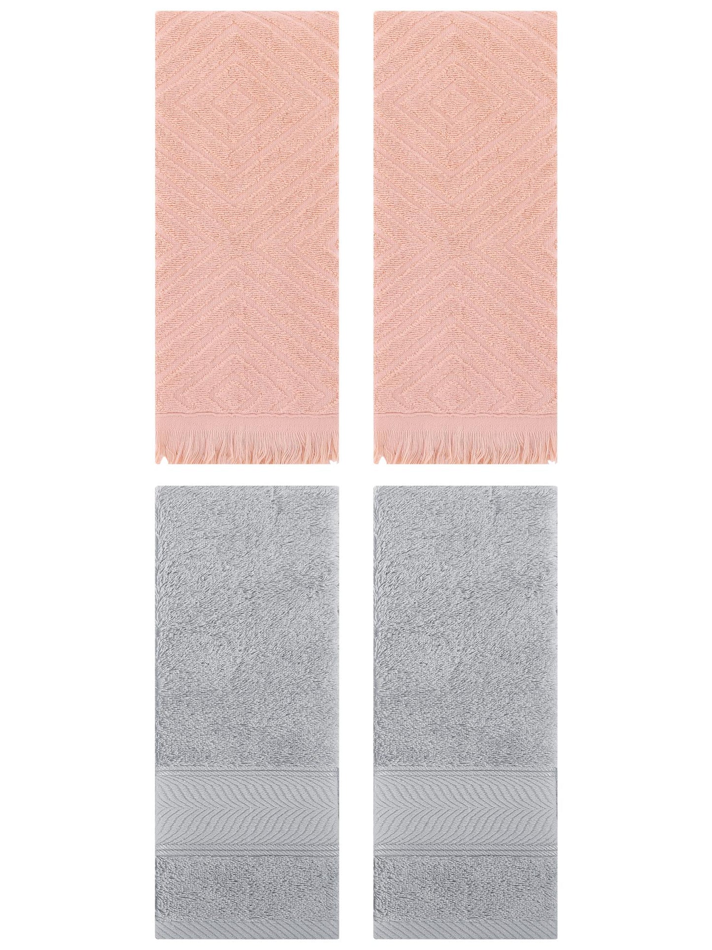 Unique Bargains Hand Towel 4 Pcs Light Grey/Orange 14" x 30"/13" x 29"