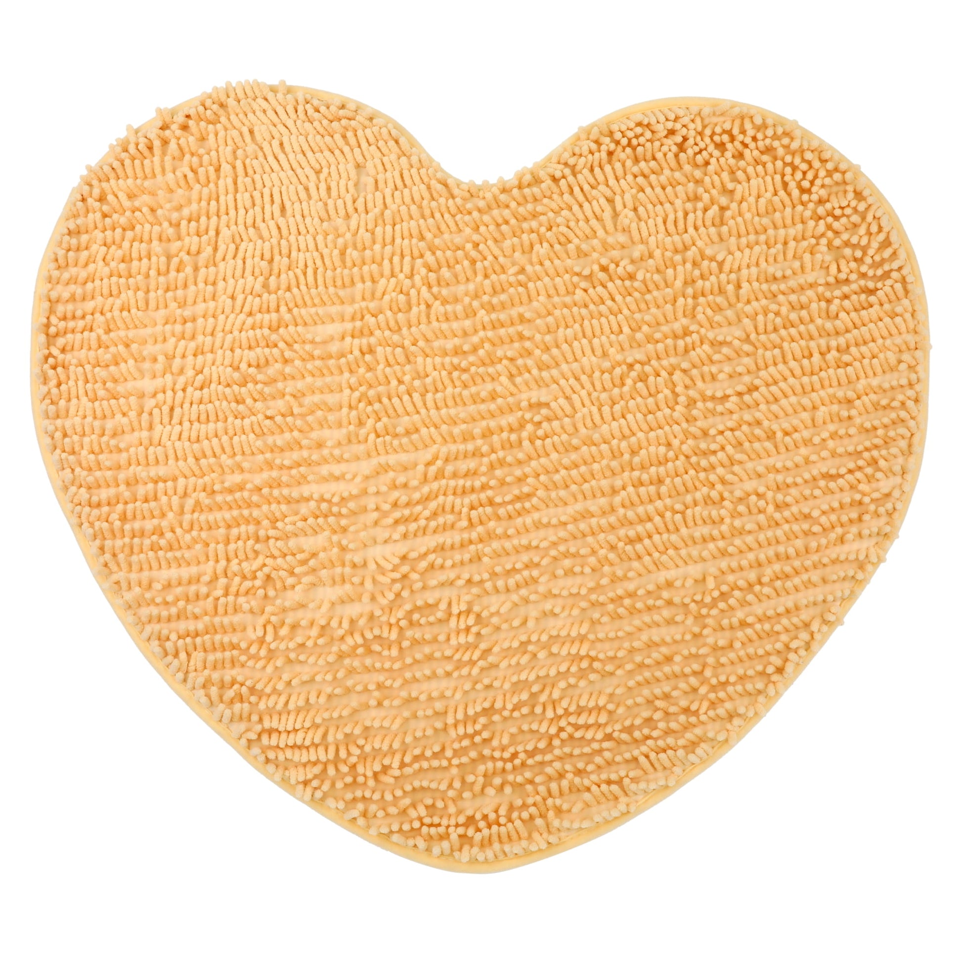Unique Bargains Heart Shaped Chenille Bath Rugs Soft Shaggy Bath Mat Yellow 28" x 32"