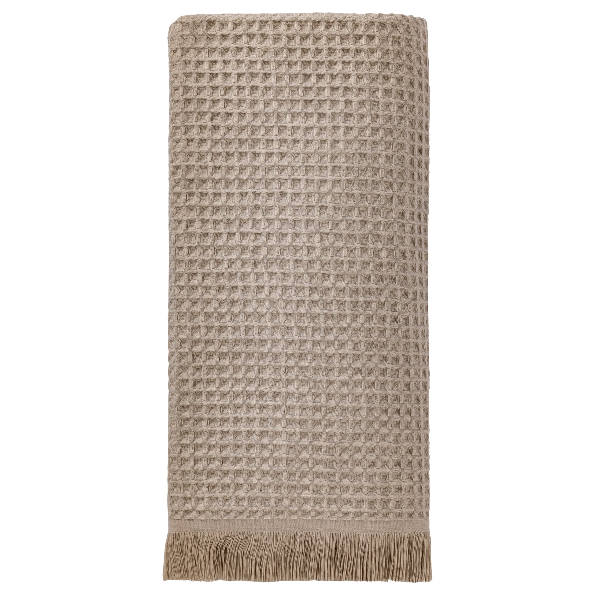 Unique Bargains Highly Absorbent Cotton Waffle Bath Towel with Tassel Camel 71" x 35"