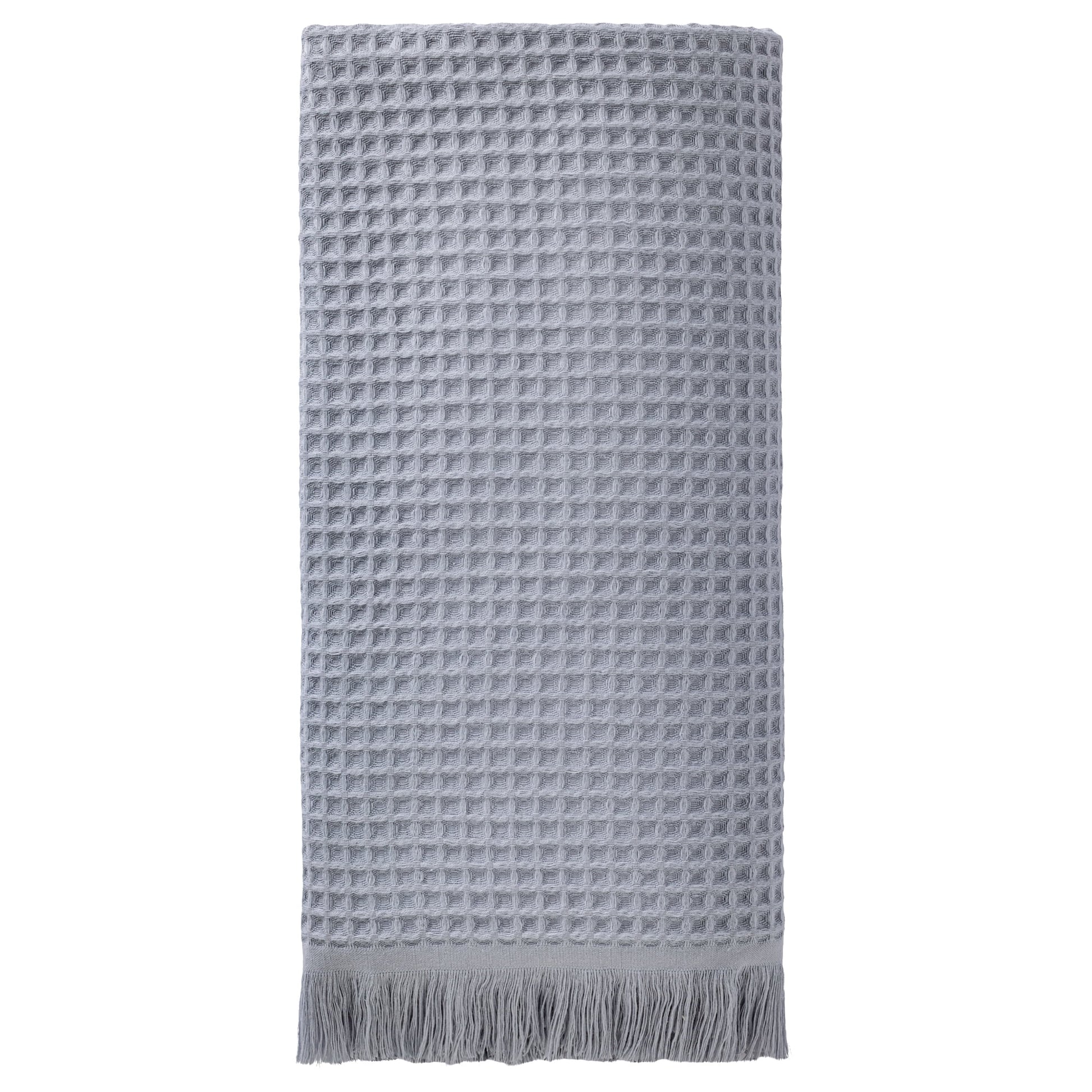 Unique Bargains Highly Absorbent Cotton Waffle Bath Towel with Tassel Grey 71" x 35"