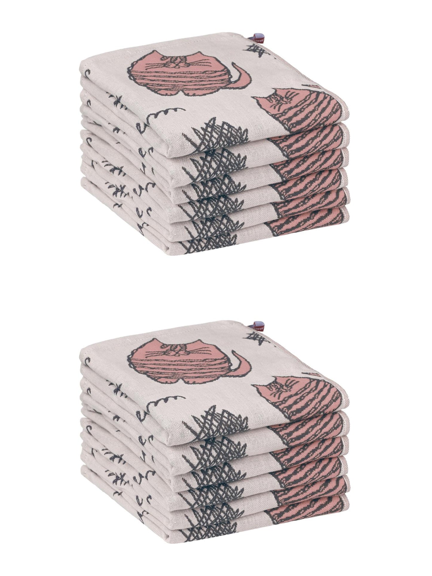 Unique Bargains Home Decor Kitty Pattern Absorbent  Kitchen Towels 14 x 16 Inch Pink 12 Pack
