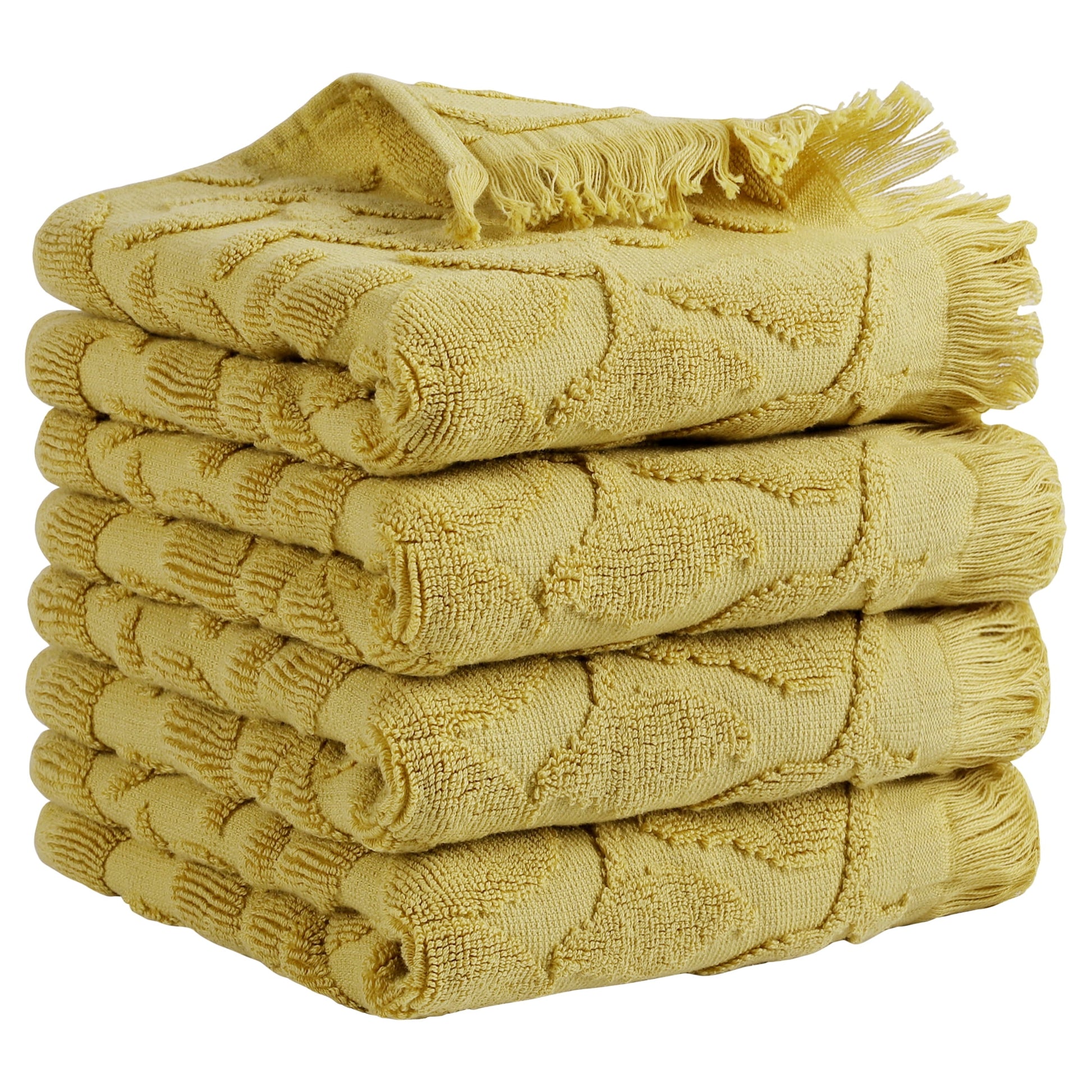 Unique Bargains Jacquard Pattern Boho Hand Towels Set for Bathroom, Kitchen Yellow 4