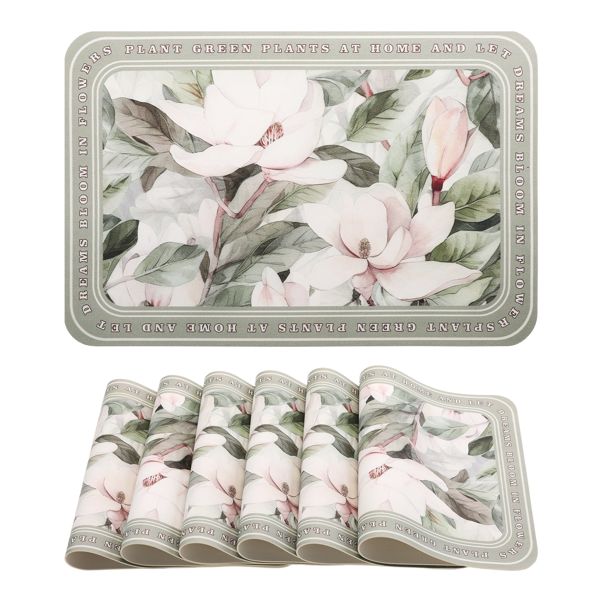 Unique Bargains Leather Placemats Set of 6 for Kitchen Dining Table Decor Flower