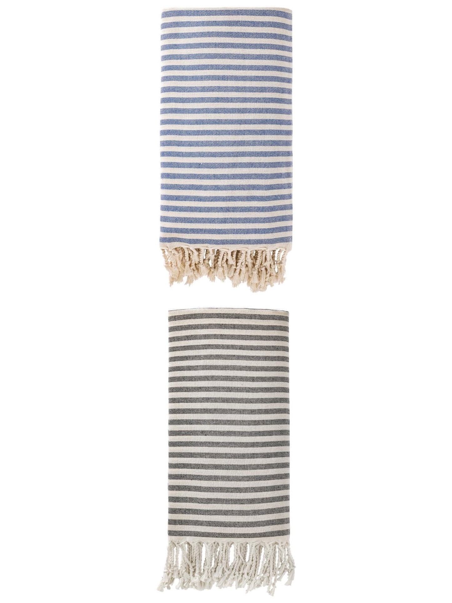 Unique Bargains Lightweight Sand Free Quick Dry Turkish Towel Black/Blue 71"x40"