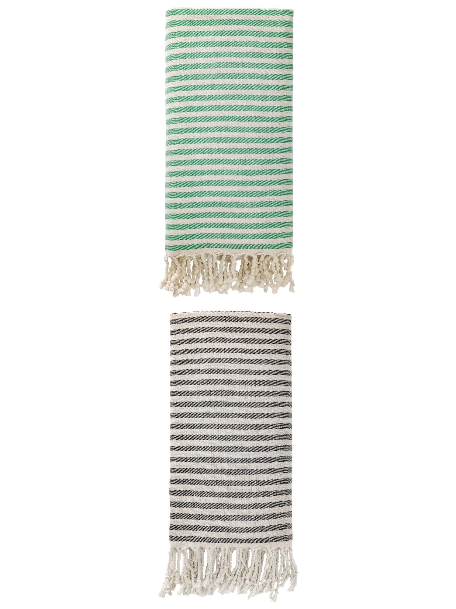 Unique Bargains Lightweight Sand Free Quick Dry Turkish Towel Black/Orange 71"x40"