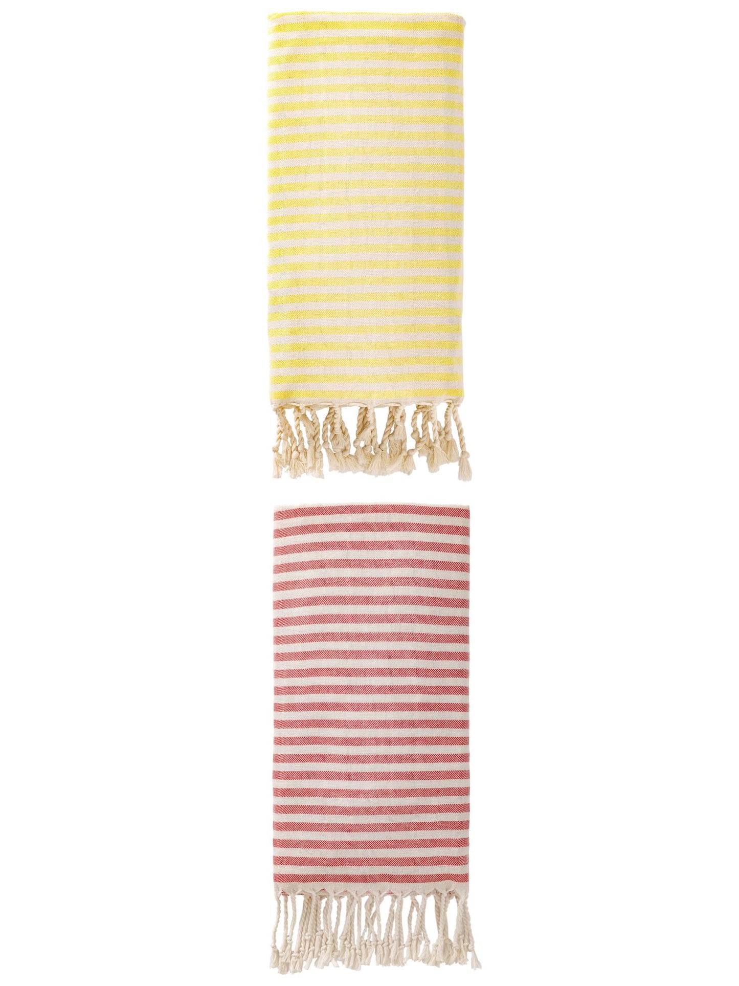 Unique Bargains Lightweight Sand Free Quick Dry Turkish Towel Red/Light Yellow 71"x40"