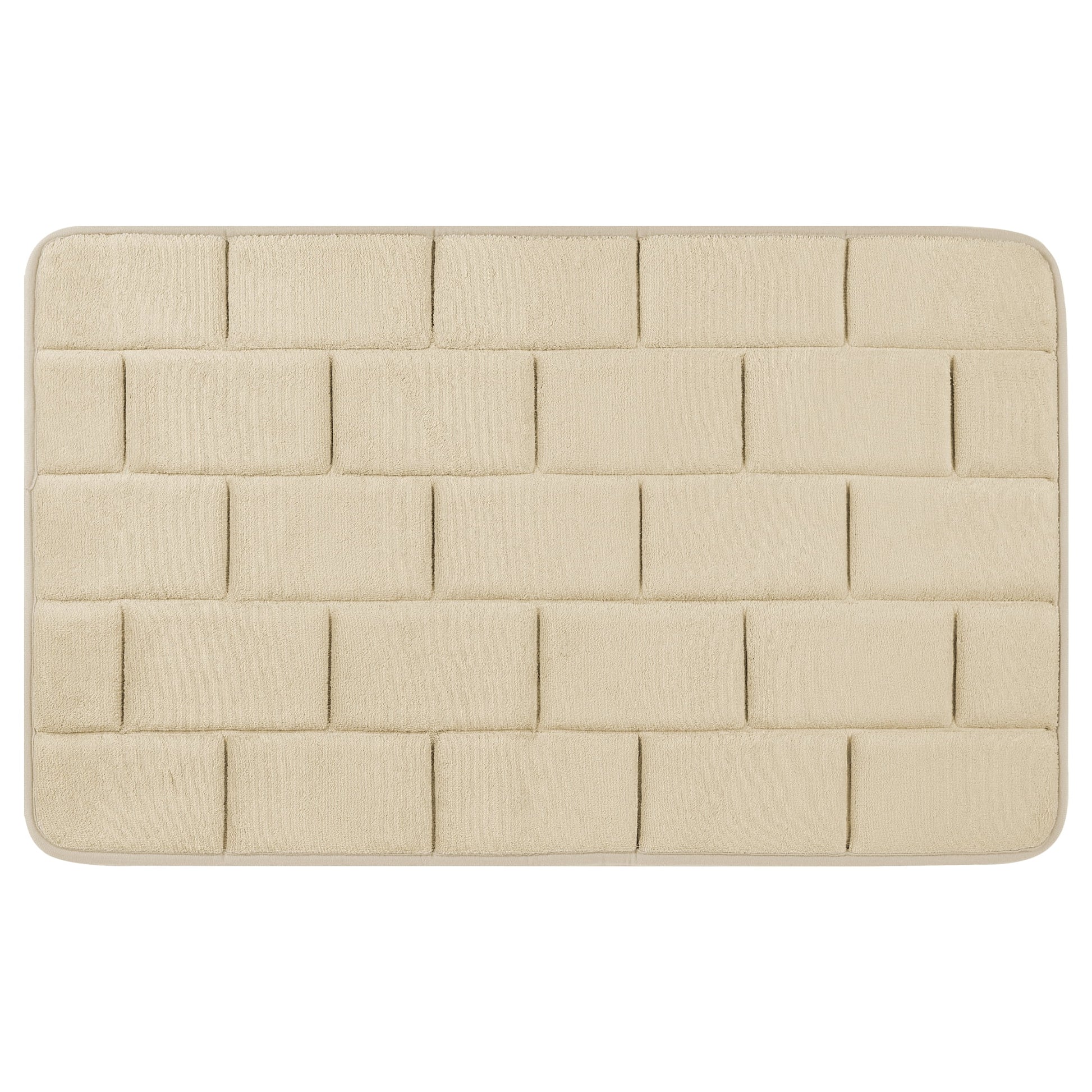 Unique Bargains Memory Foam Bath Mat Soft Absorbent Bathroom Rug Non-Slip Thick Dry Fast Beige 16" x 24"
