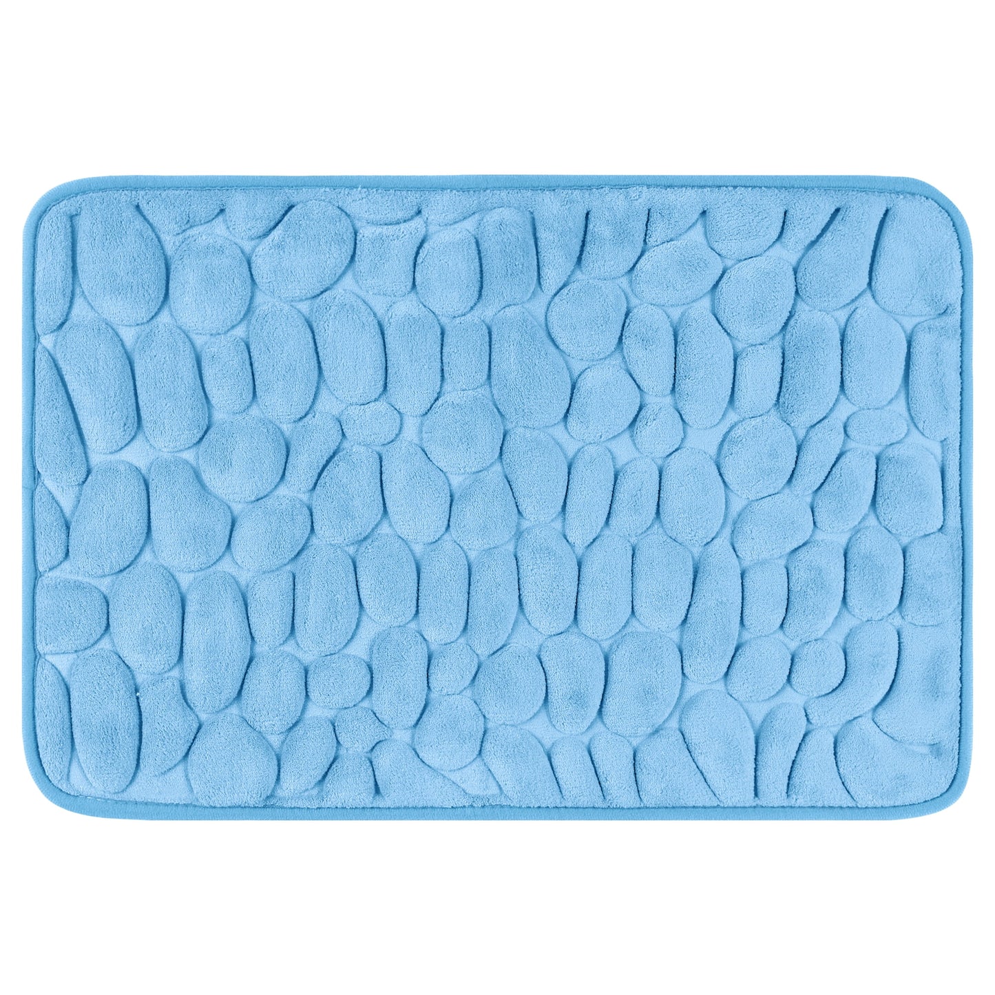 Unique Bargains Memory Foam Bathroom Rugs Soft Bath Mat Quick Dry Rug Light Blue 16"x24"