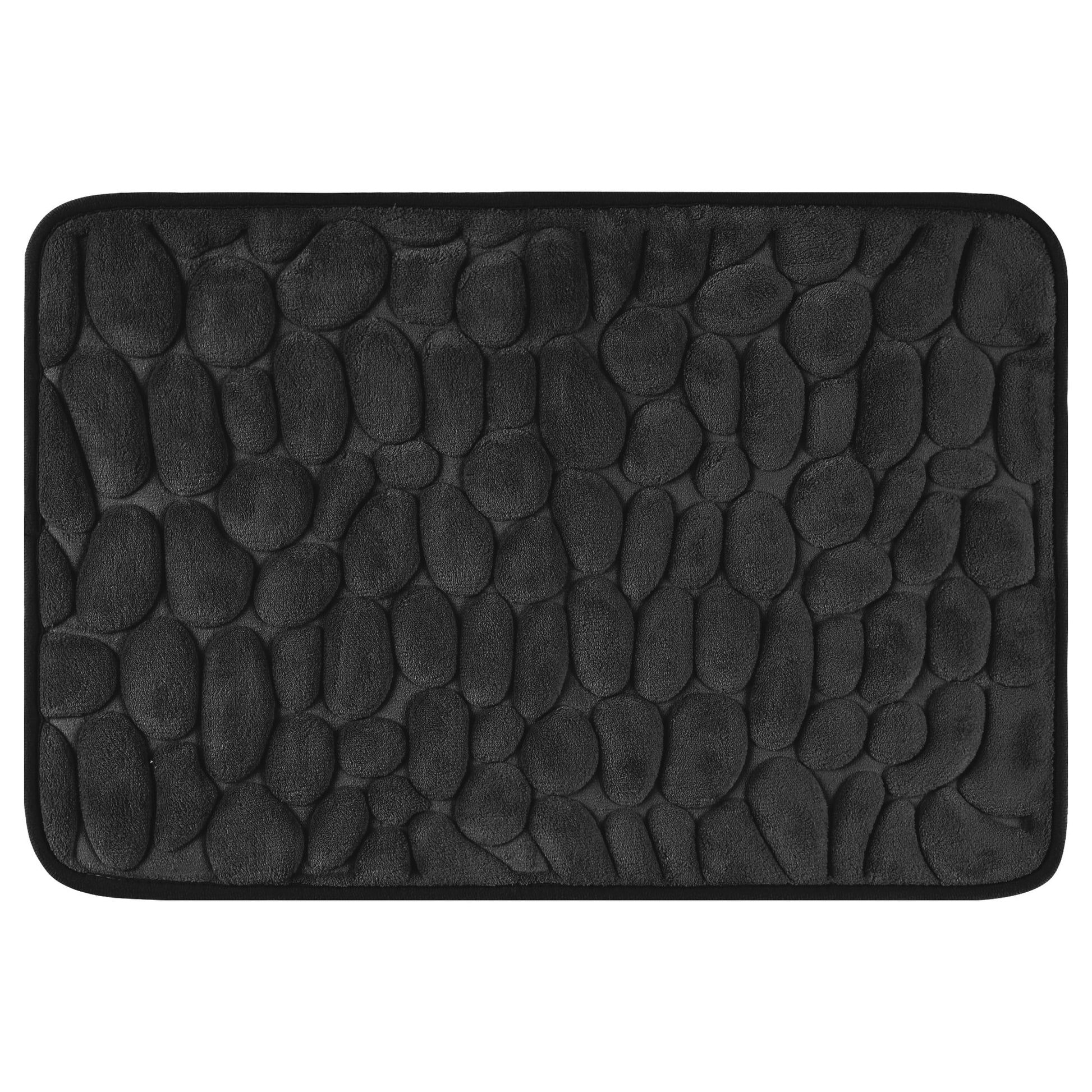 Unique Bargains Memory Foam Bathroom Rugs Ultra Soft Bath Mat Quick Dry Bath Carpet Rug Black 20"x32"