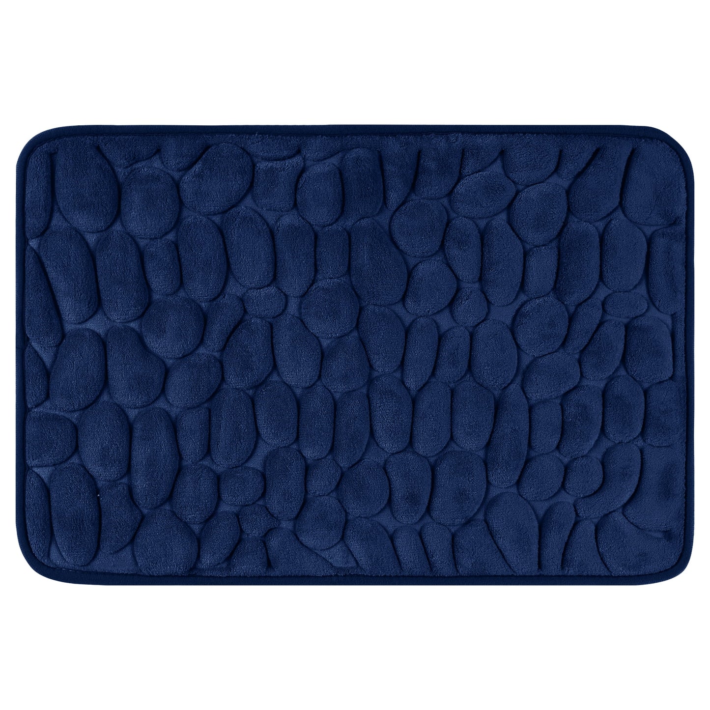 Unique Bargains Memory Foam Soft Bath Mat Quick Dry Bath Carpet Rug Navy Blue 16"x24"