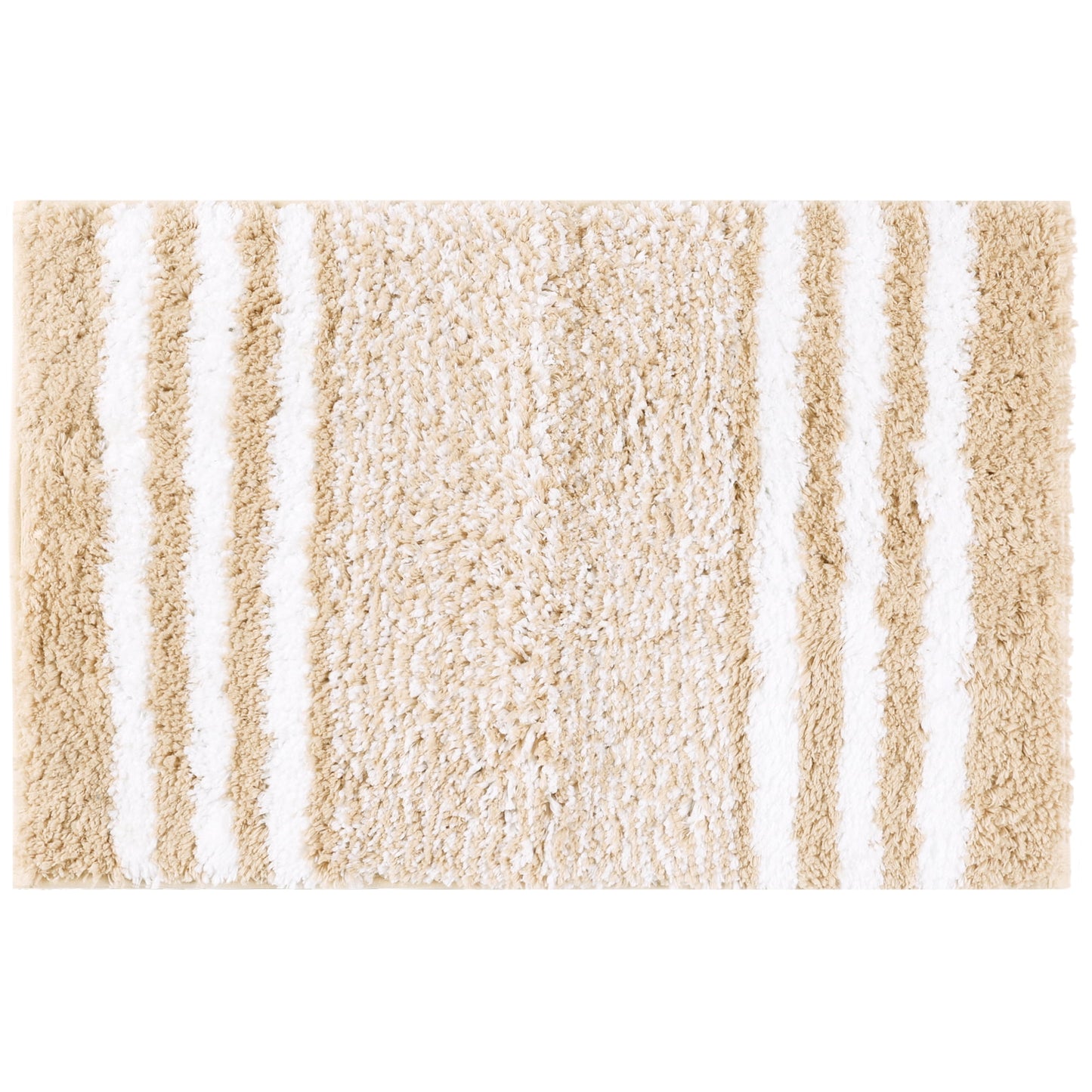 Unique Bargains Microfiber Bath Rugs Fluffy Striped Non-Slip Floor Mat Beige 20"x32"