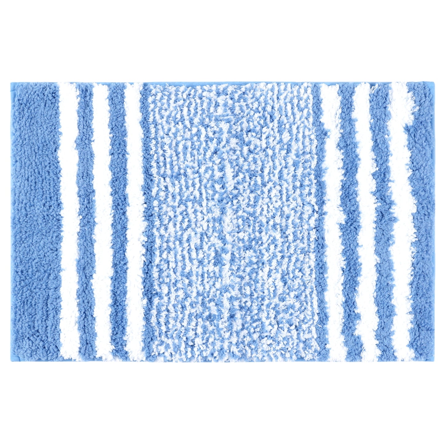 Unique Bargains Microfiber Bath Rugs Fluffy Striped Non-Slip Floor Mat Blue 20"x32"