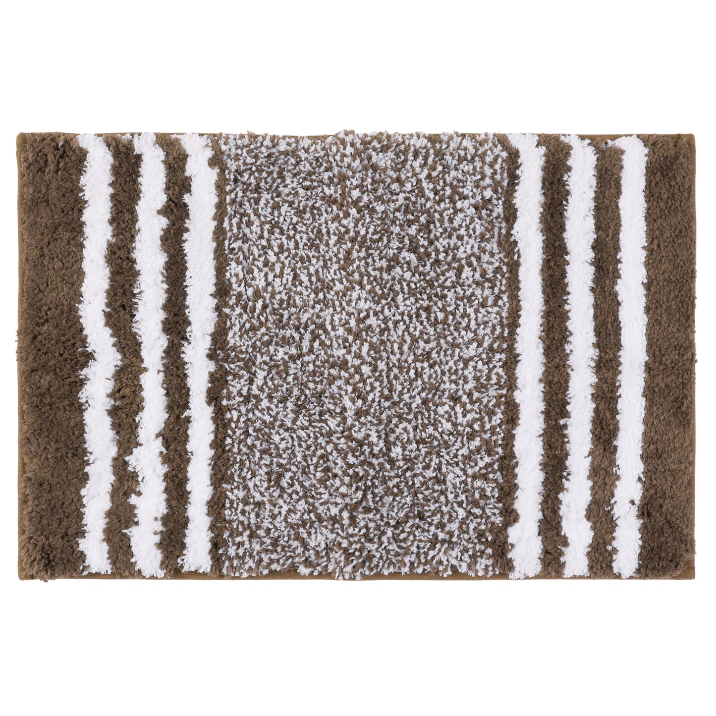 Unique Bargains Microfiber Bath Rugs Fluffy Striped Non-Slip Floor Mat Brown 20"x32"