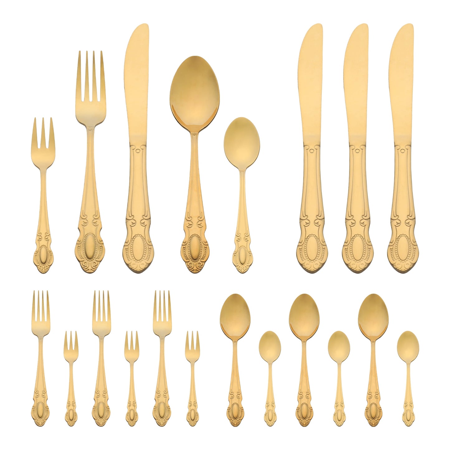 Unique Bargains Mirror Polished Stainless Steel Flatware Set for Kitchen Gold 20pcs