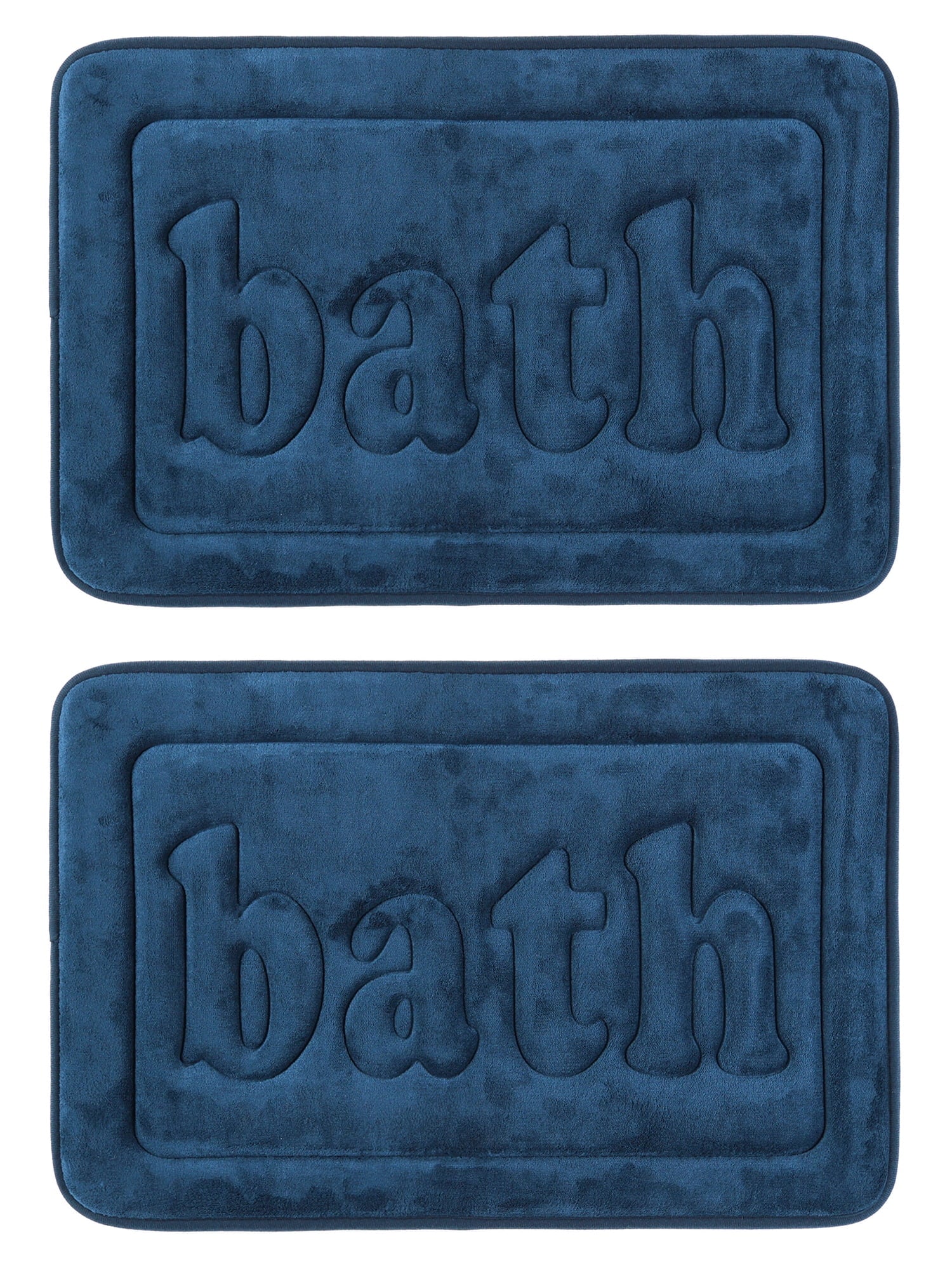 Unique Bargains Non Skid Memory Foam Bath Mats 2 Pcs Absorbent Quick Dry Bathroom Rugs Dark Blue 20" x 32"