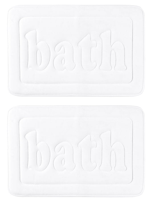 Unique Bargains Non Skid Memory Foam Bath Mats 2 Pcs Absorbent Quick Dry Bathroom Rugs White 20" x 32"