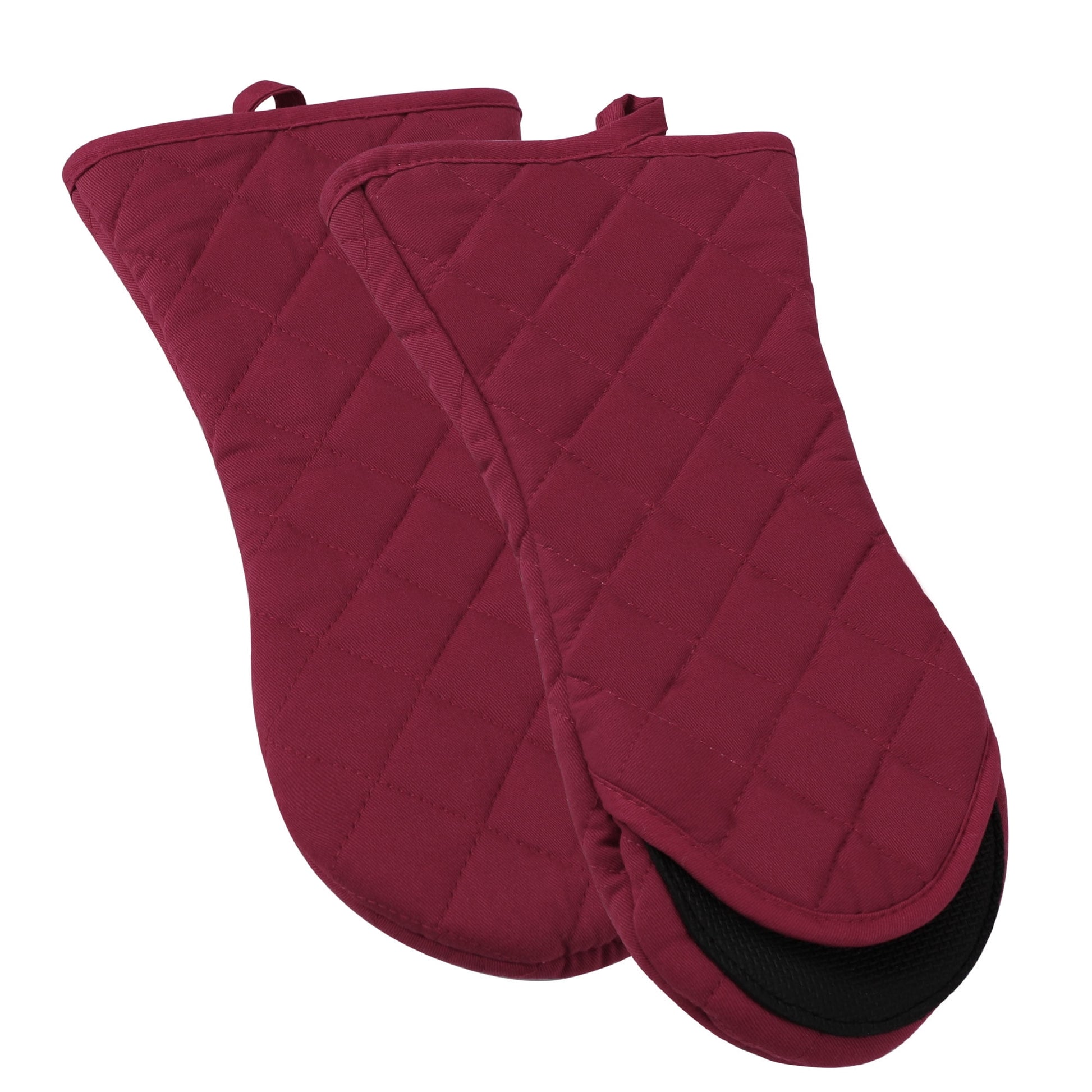 Unique Bargains Non-Slip Oven Mitts Heat Resistant Gloves Potholder for Hot Cookware Red