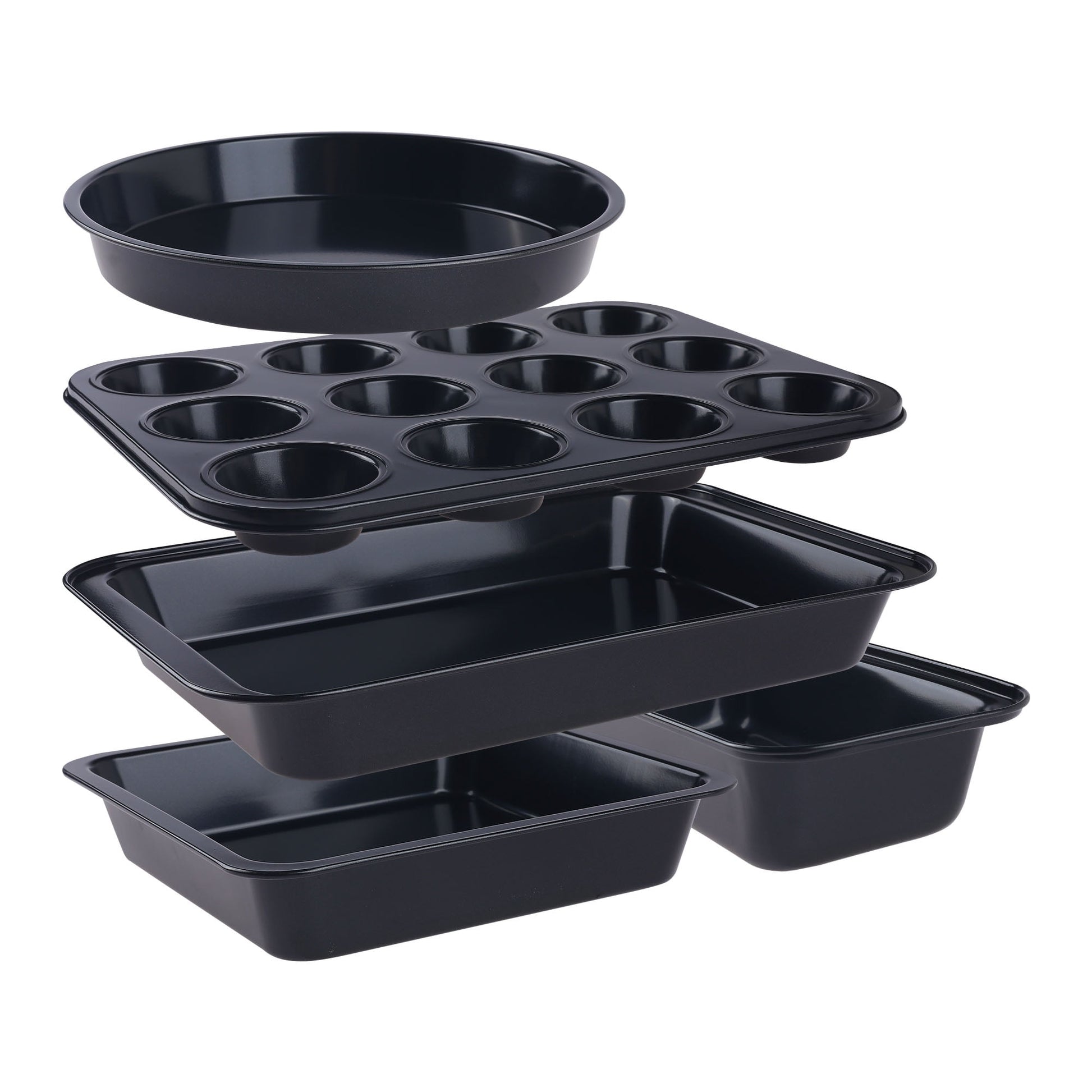 Unique Bargains Nonstick Carbon Steel Baking Sheet Pans Black 5PCS