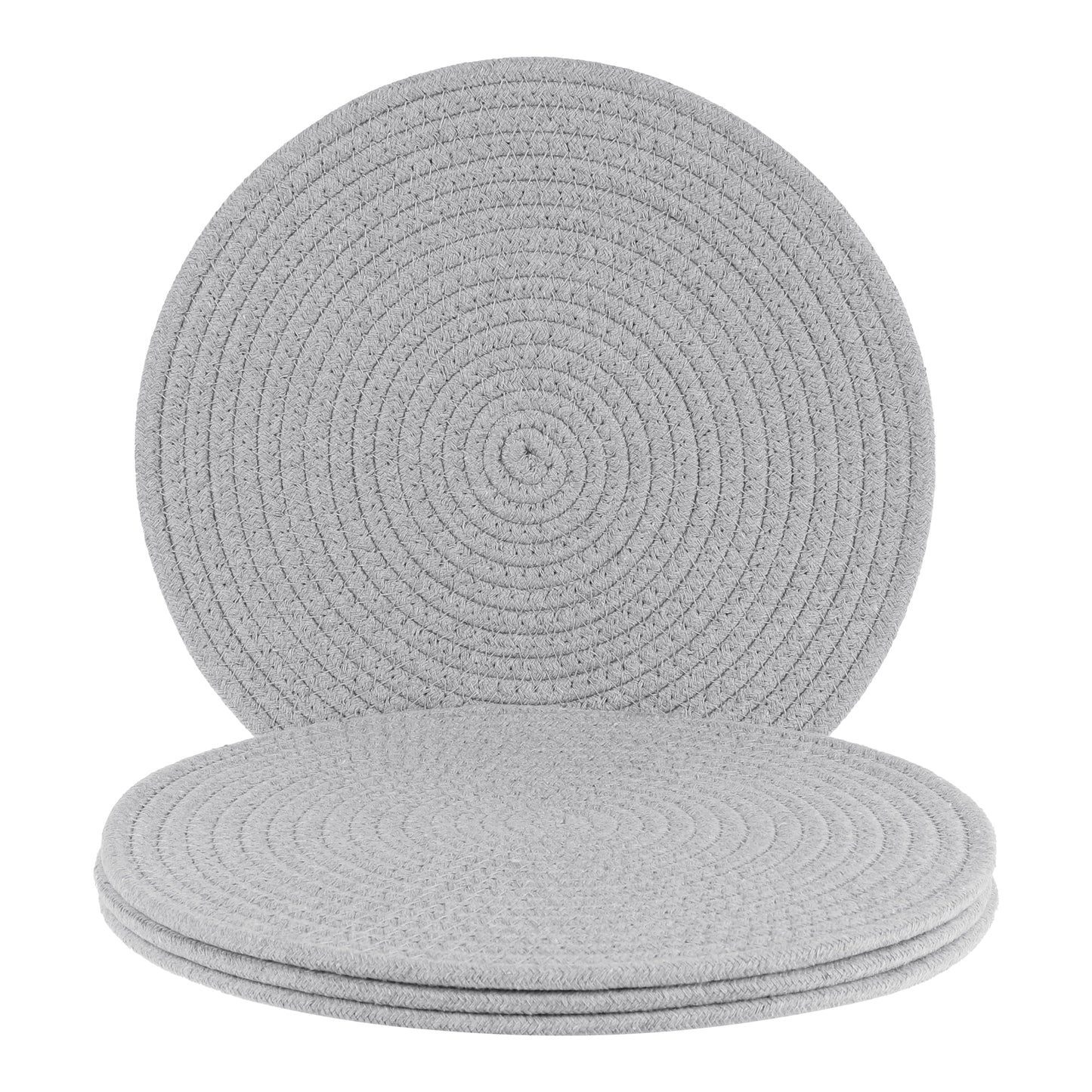 Unique Bargains Placemats Set of 4 Cotton Round Placemats for Dining Table Light Gray
