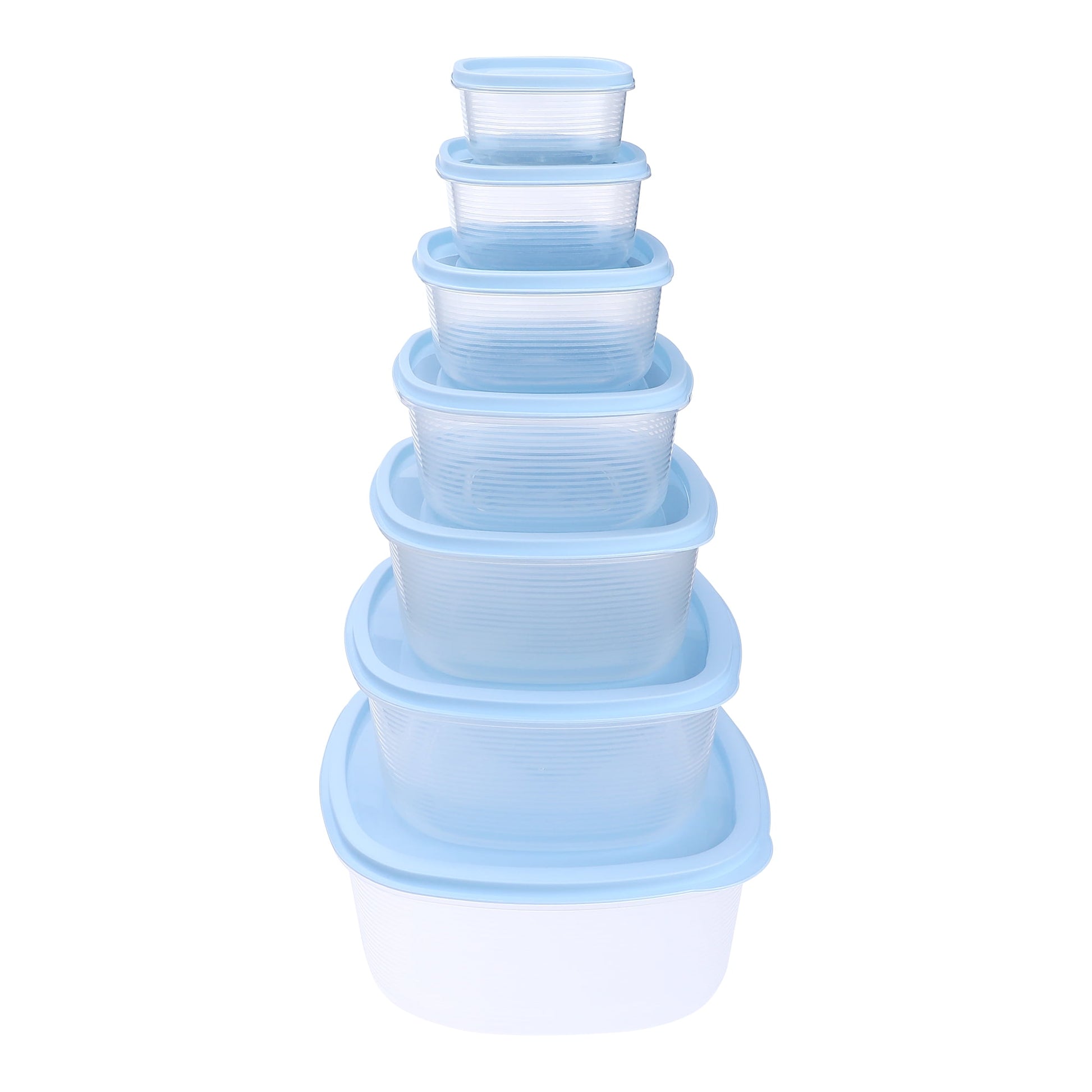 Unique Bargains Plastic Meal Prep Food Containers 7 Packs Light Blue