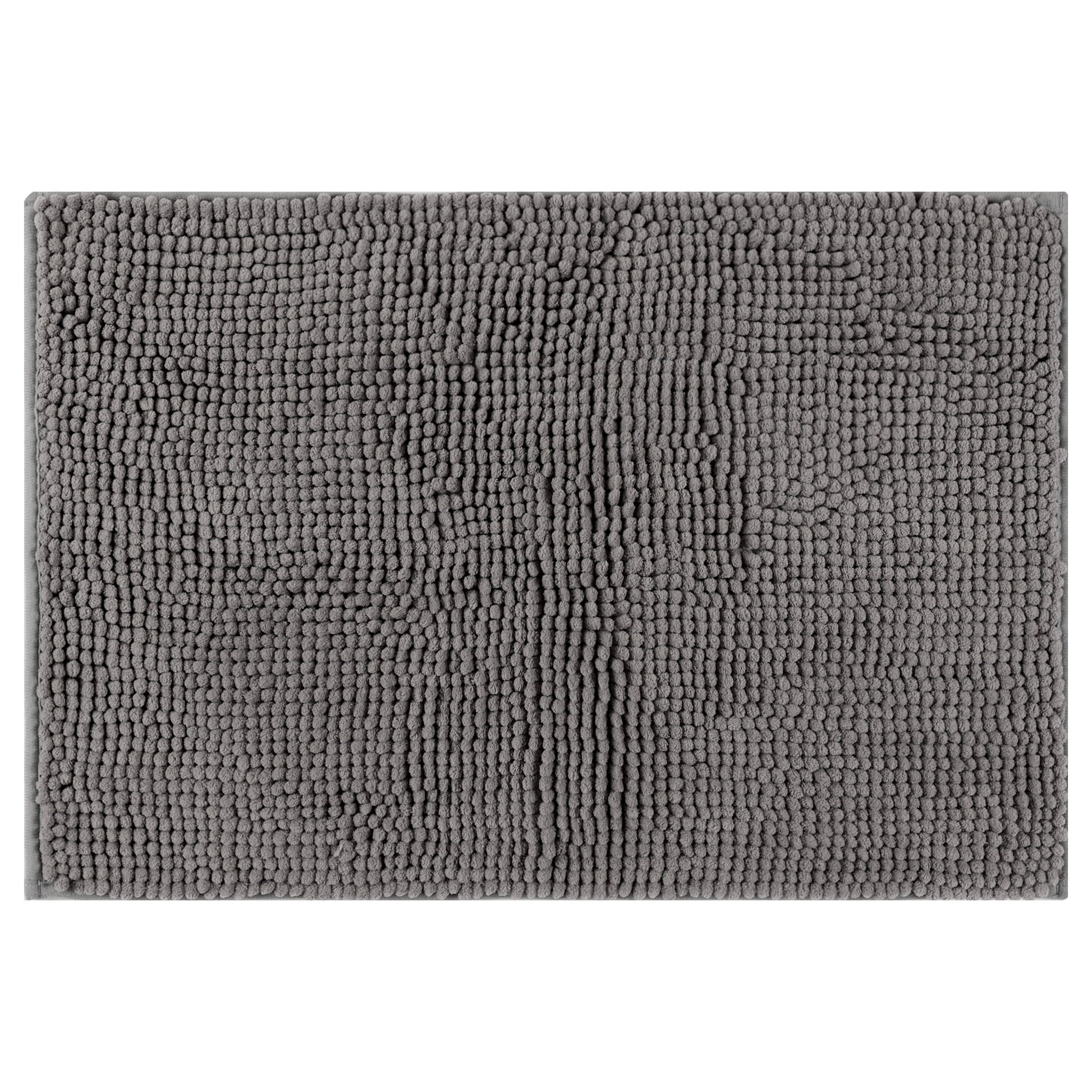 Unique Bargains Plush Fluffy Non-Slip Extra Thick Microfiber Quick Dry Bathroom Mat Grey 20"x32"