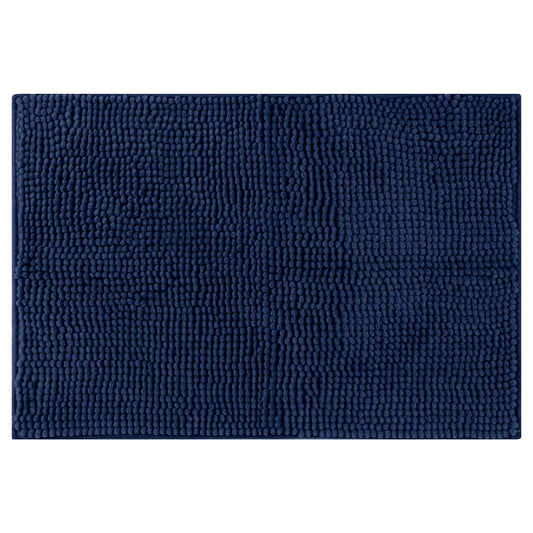 Unique Bargains Plush Fluffy Non-Slip Microfiber Quick Dry Bathroom Mat Dark Blue 20"x32"