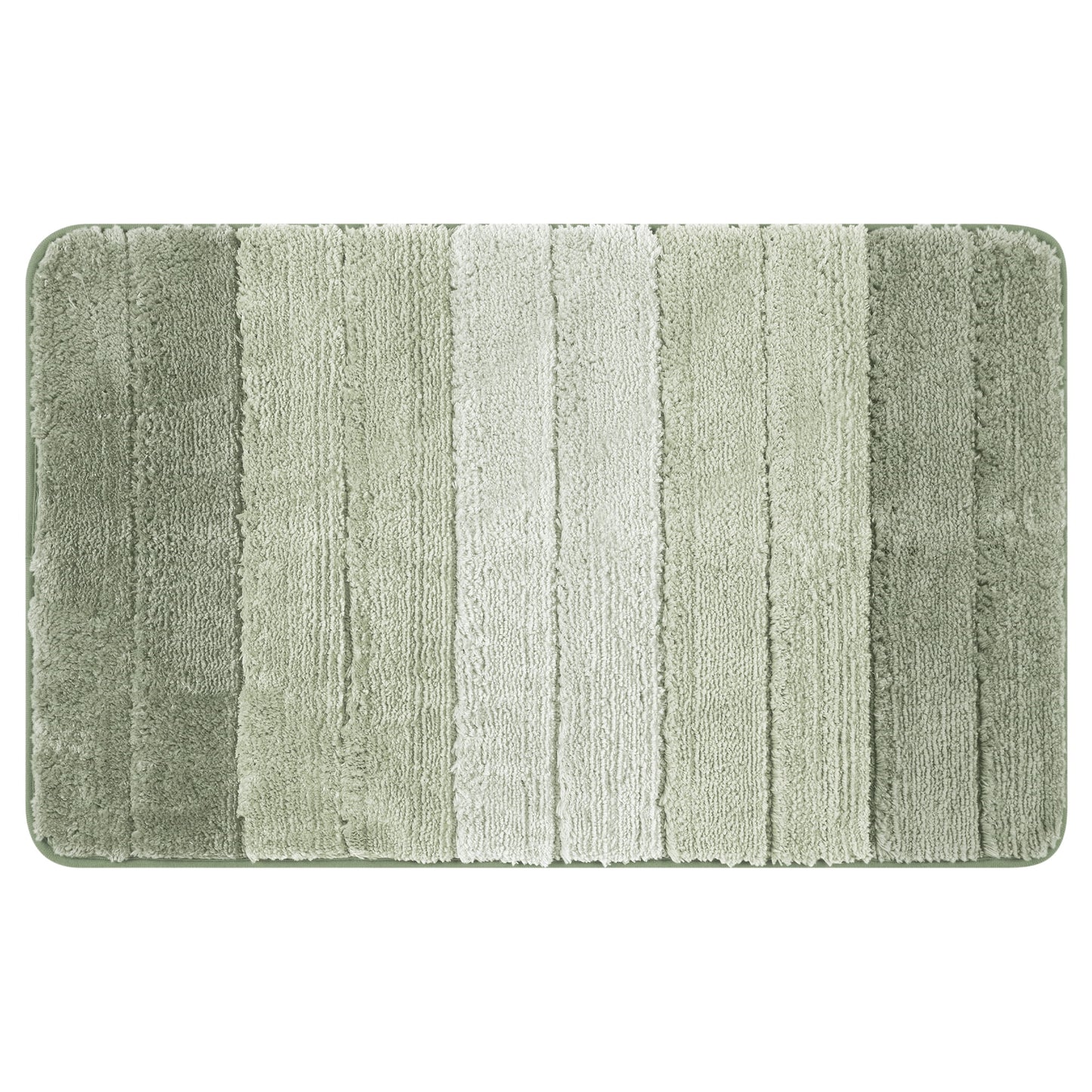 Unique Bargains Plush Gradient Striped Bath Rugs Microfiber Shaggy Mat with TPR Backing Green 20" x 32"