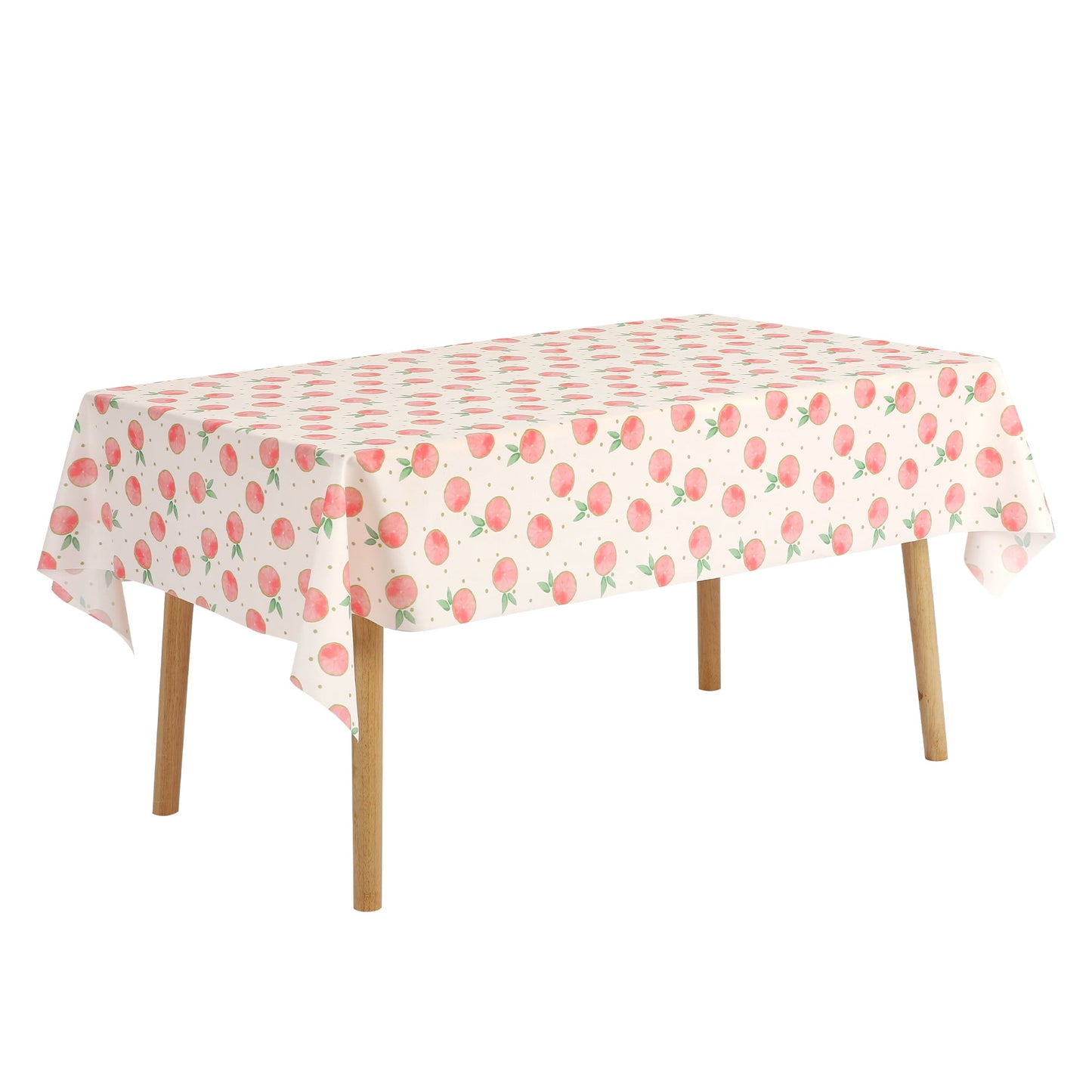 Unique Bargains Rectangle Polyester Waterproof Wrinkle Resistant Washable Soft Tablecloth Peach 55x79 Inch