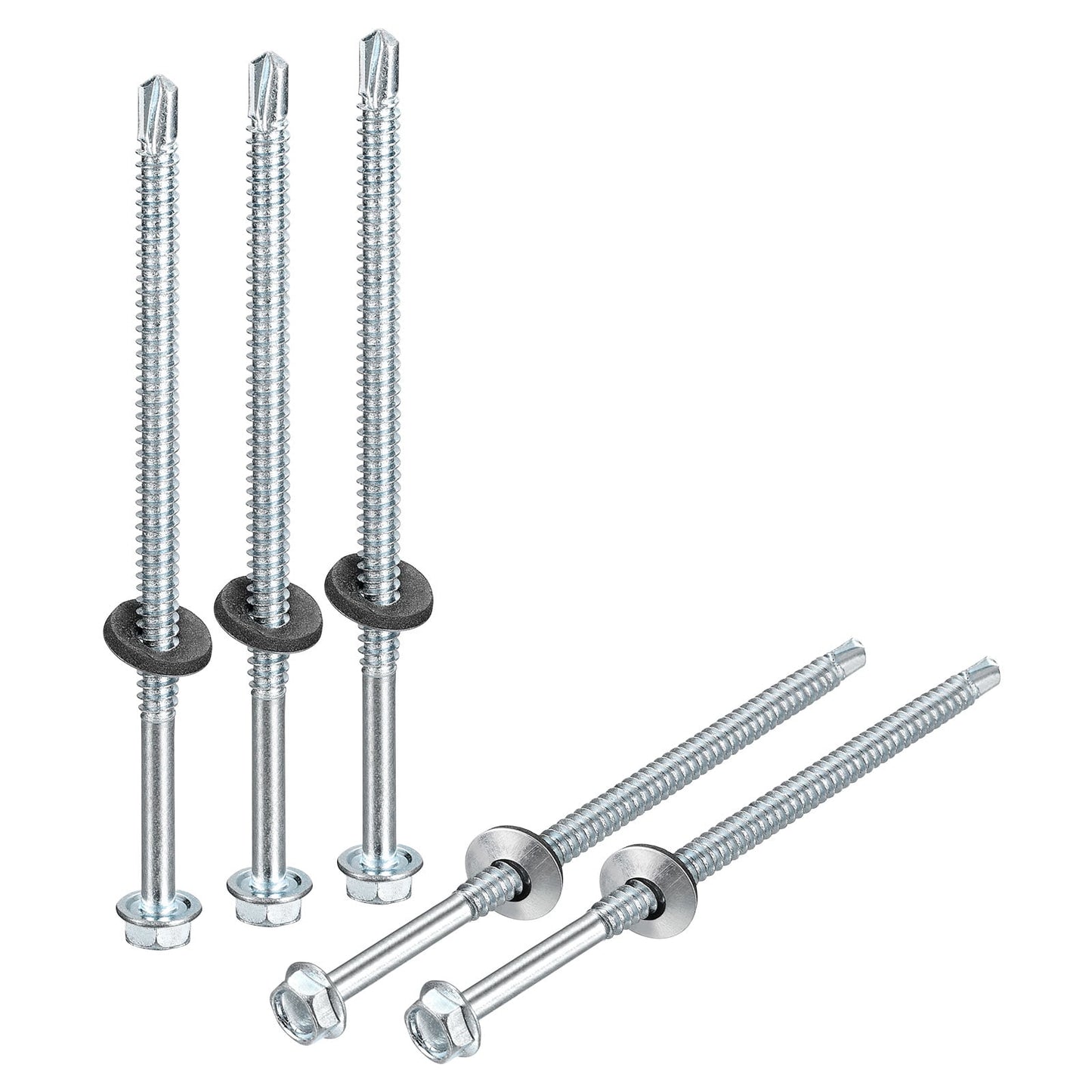 Unique Bargains Roof Screw Self Drilling Hex Head Self Tapping Screws Silver #12 x 2"