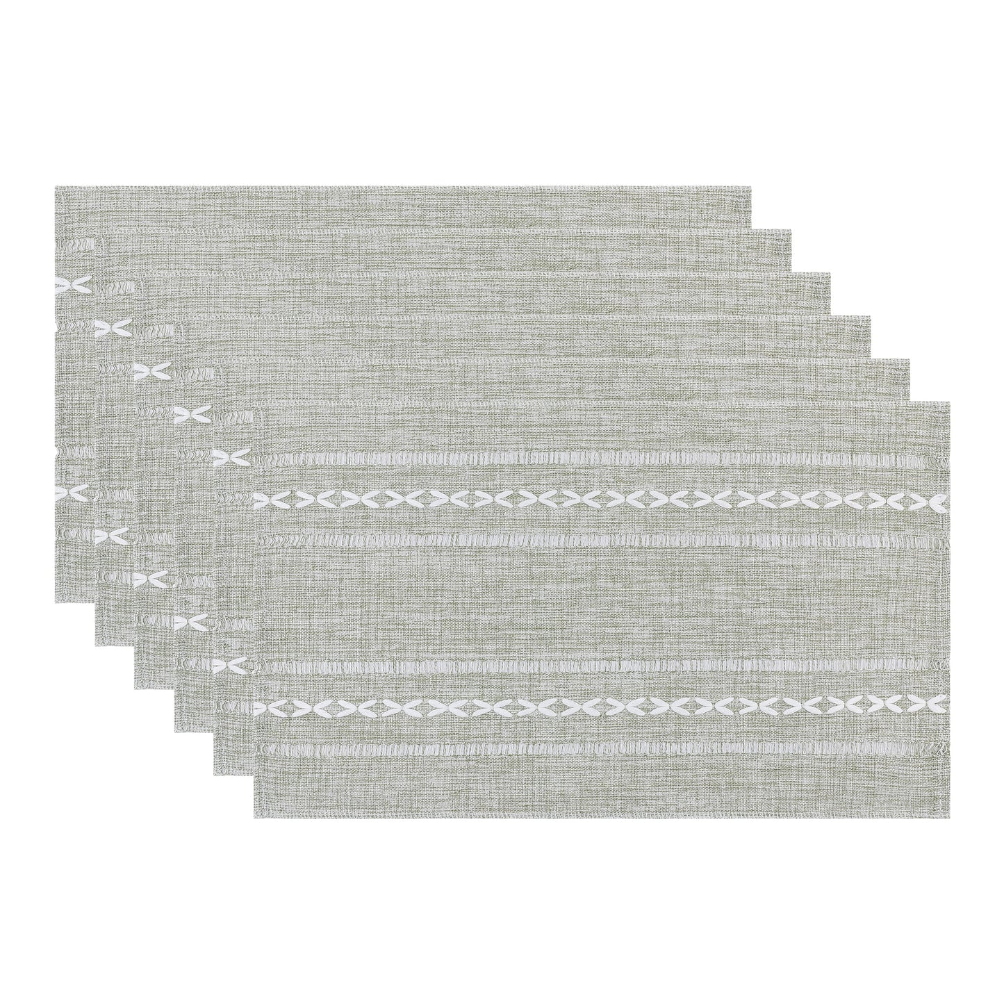 Unique Bargains Rustic Placemats Set of 6 Cotton and Linen for Dining Table Green
