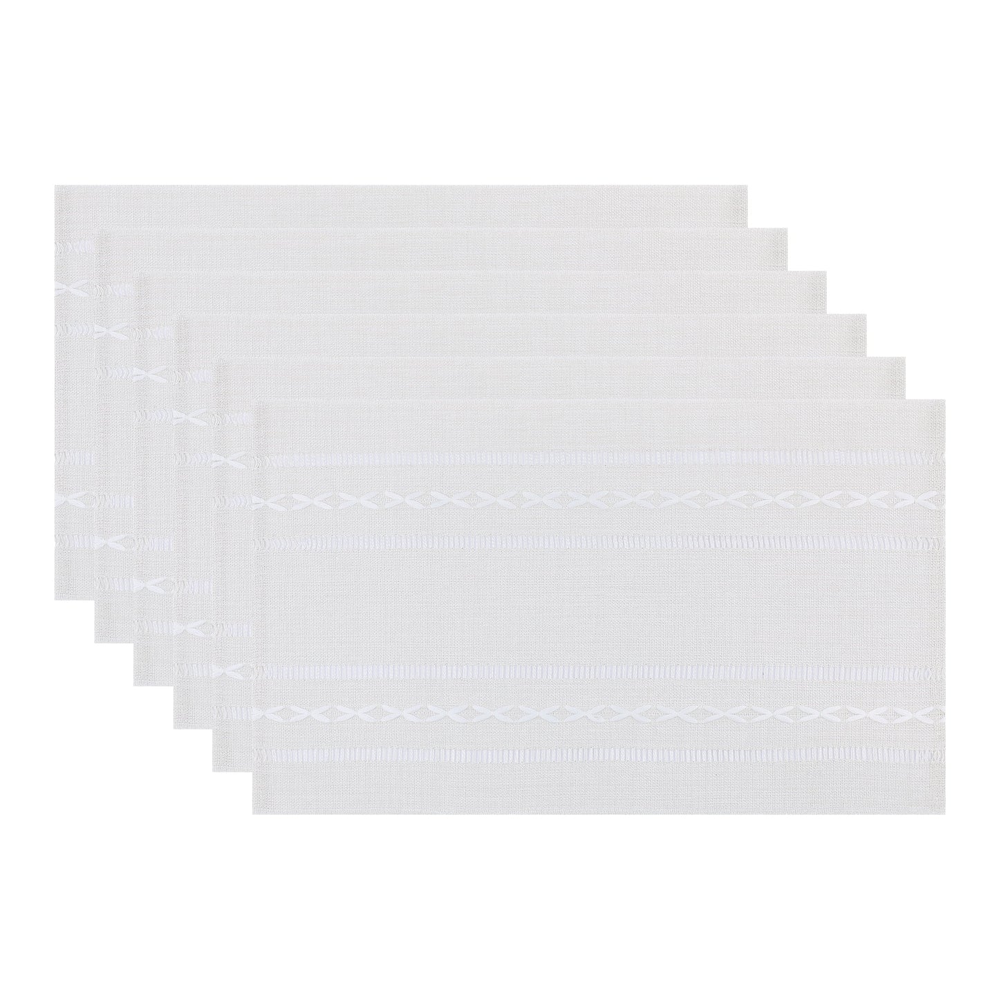 Unique Bargains Rustic Placemats Set of 6 Cotton and Linen for Dining Table White