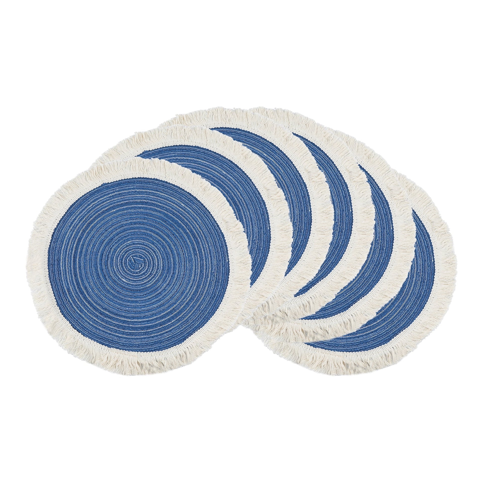 Unique Bargains Rustic Rattan Place Mats Set of 6 for Dining Table Decor Blue 15x15in