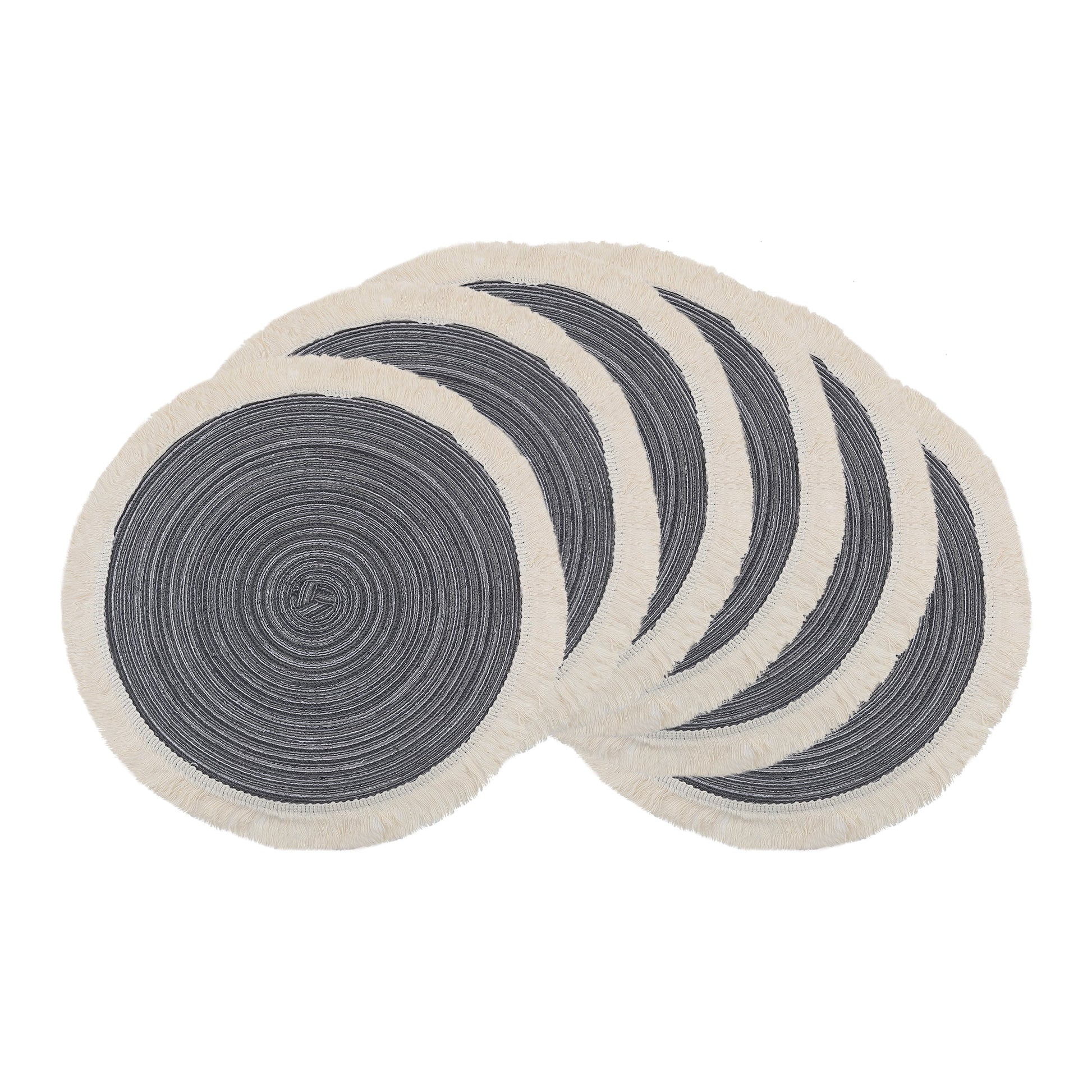 Unique Bargains Rustic Rattan Place Mats Set of 6 for Dining Table Decor Dark Gray 15x15in