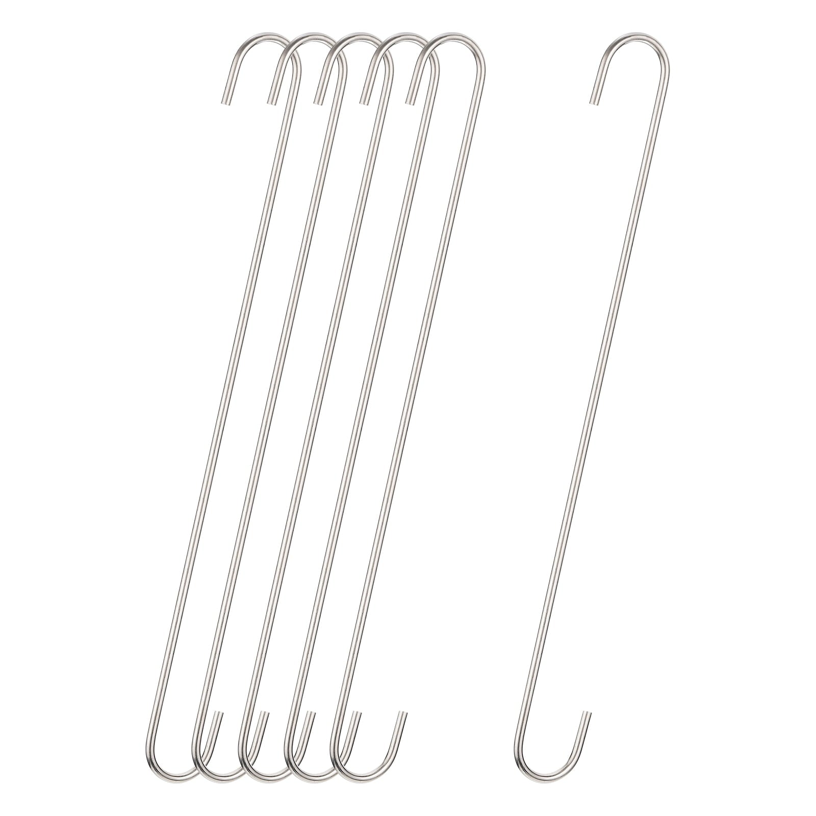 Unique Bargains S Hanging Hooks Extra Long Hanger Silver 16inch/400mm