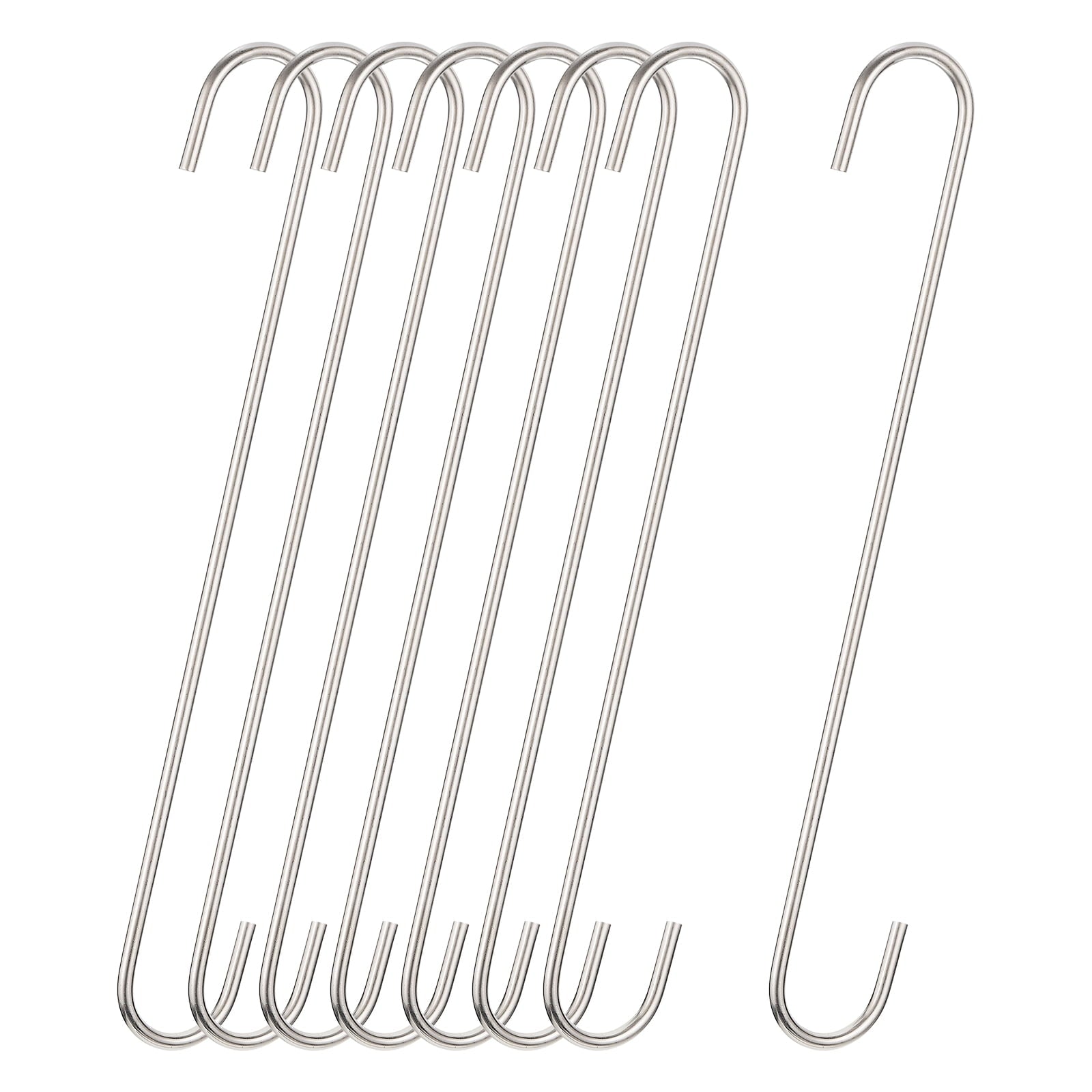 Unique Bargains S Hanging Hooks Extra Long Hangers Matt Silver 12inch/300mm