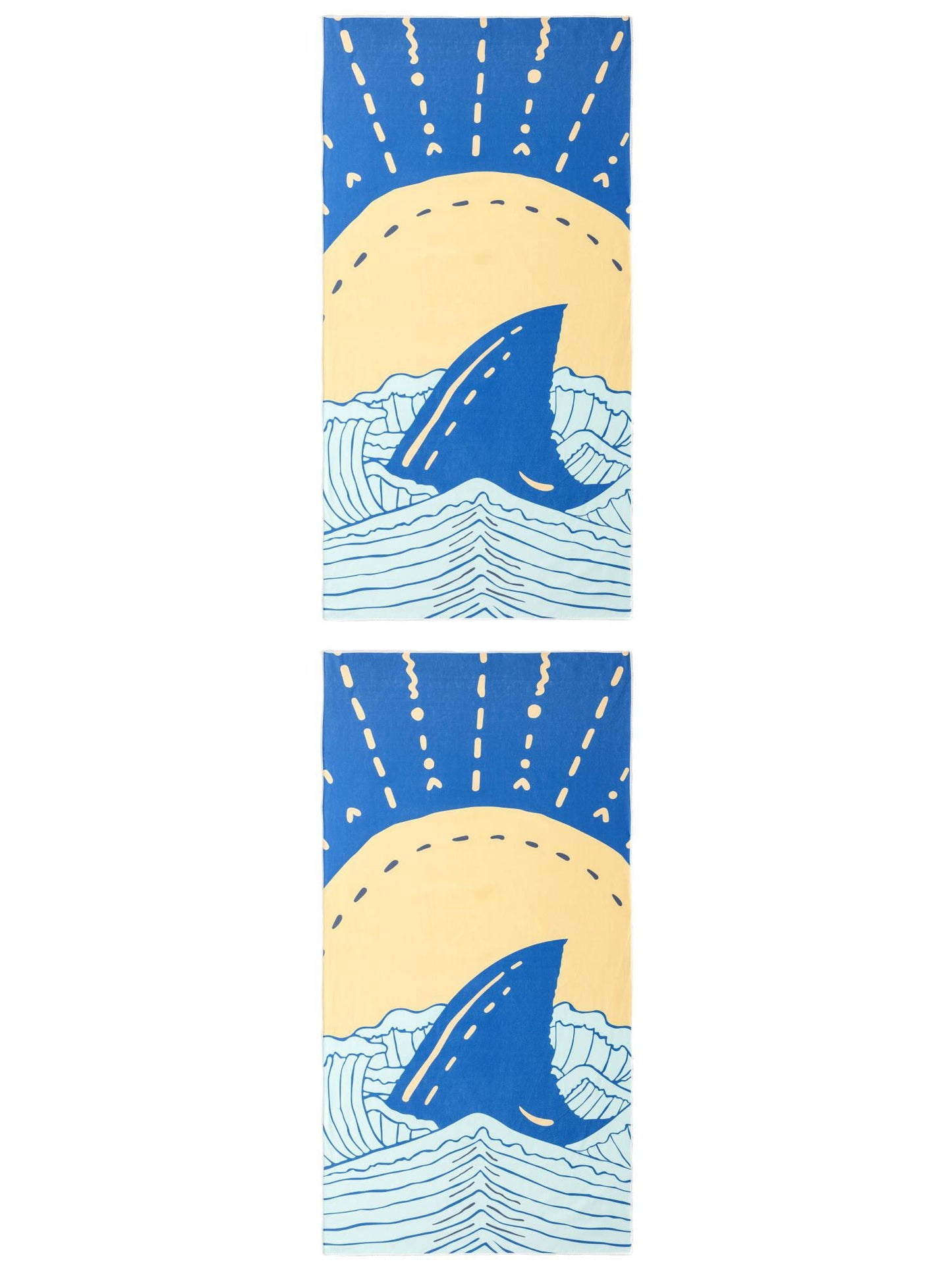 Unique Bargains Sand Free Soft Cartoon Beach Towel 2 Pack Navy Blue 63"x31"