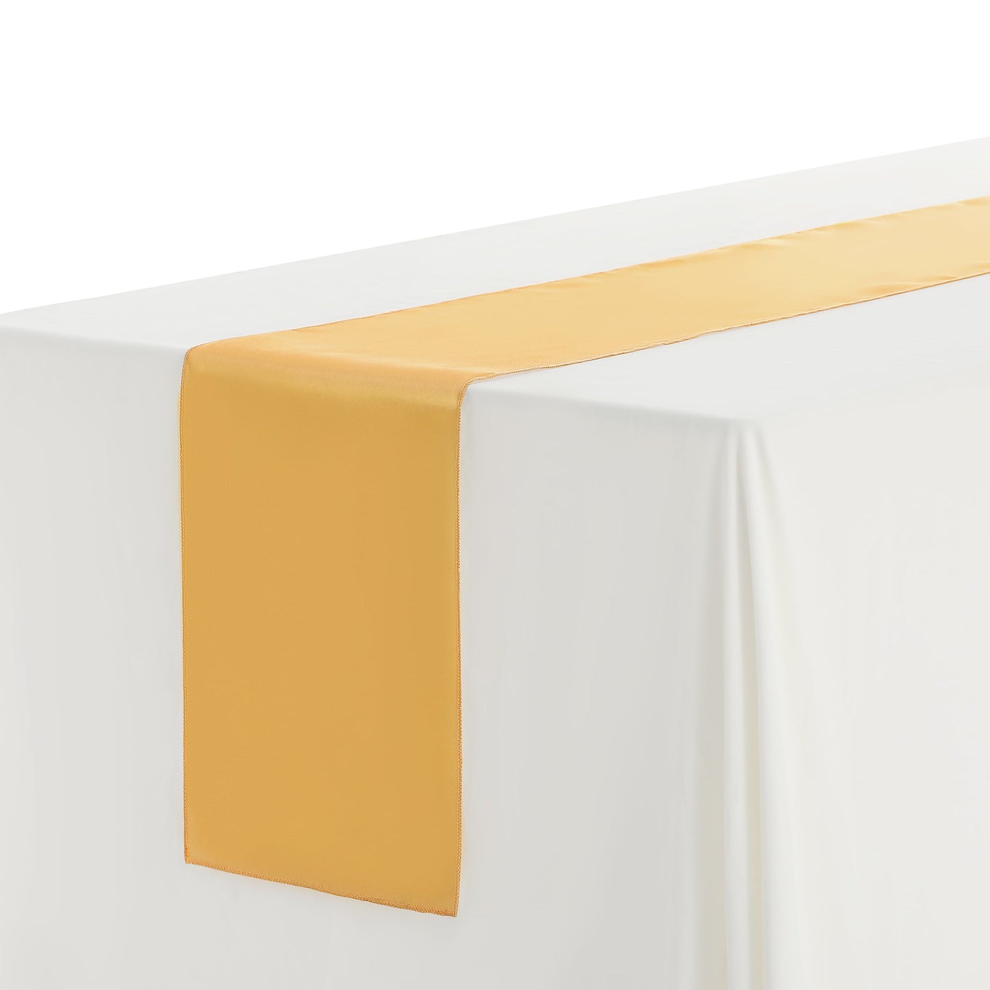 Unique Bargains Satin Silk Polyester Table Runners for Wedding Parties (10 Count) Beige 12"x108"