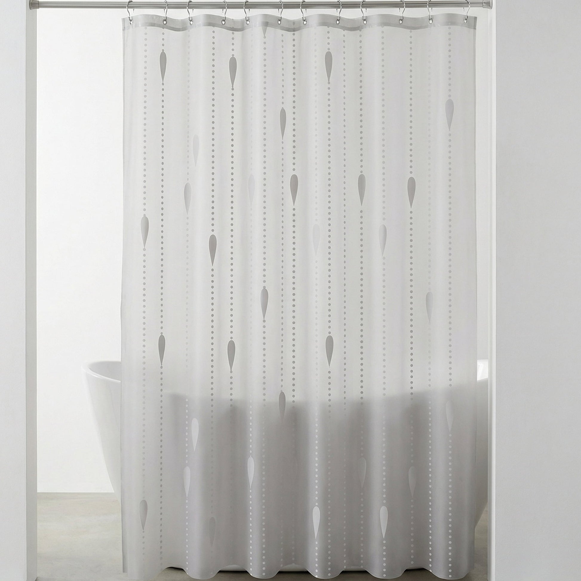 Unique Bargains Semi-Transparent EVA Bath Curtain Set White Water Droplets 71"W x 71"L