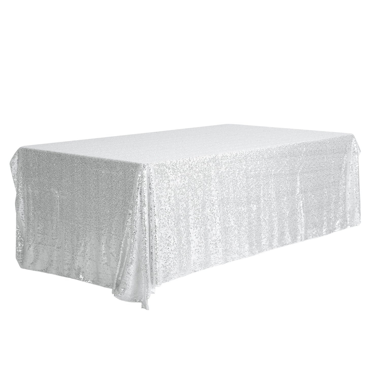 Unique Bargains Sequin Table Covers for Dining Room Parties or Dances Tablecloths Silver 47"x71"