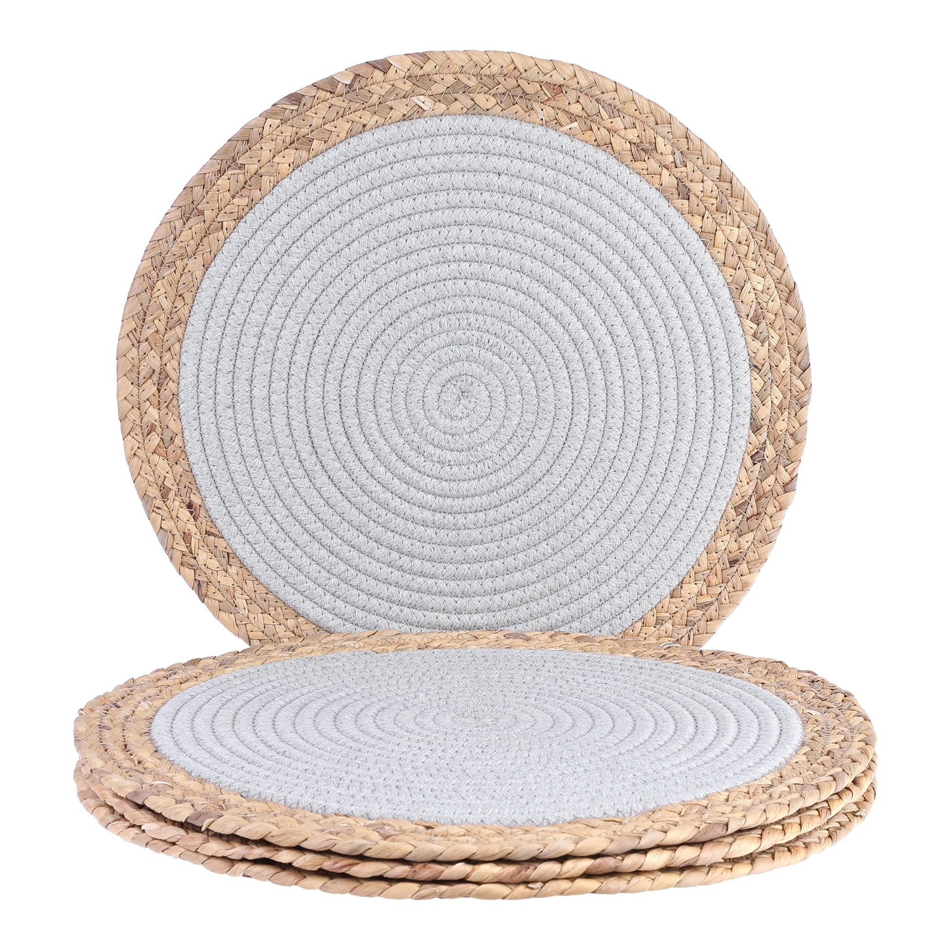 Unique Bargains Juego de 4 Manteles Individuales para DecoraciÃ³n de Mesa de Comedor Manteles Gris Claro 14x14in