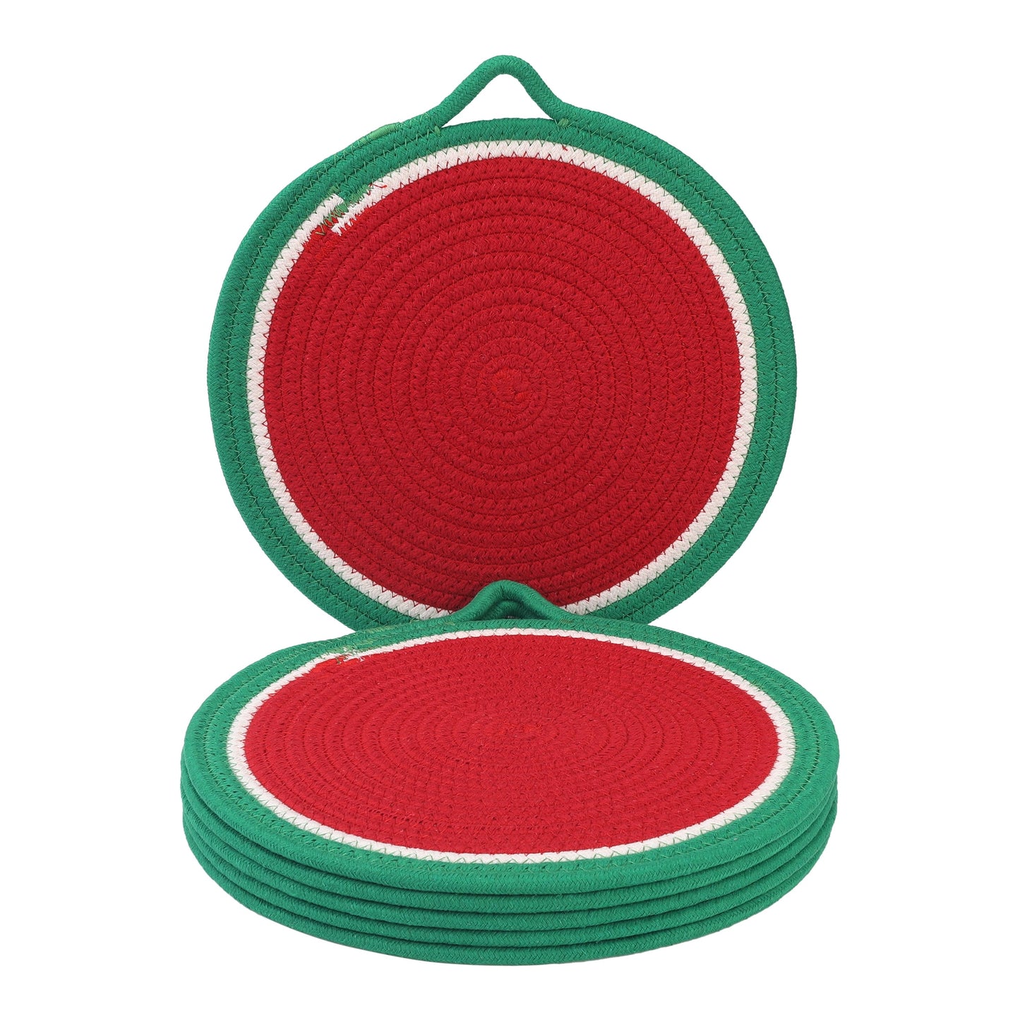 Unique Bargains Set of 6 Farmhouse Round Woven Placemats for Dining Table Decor Red