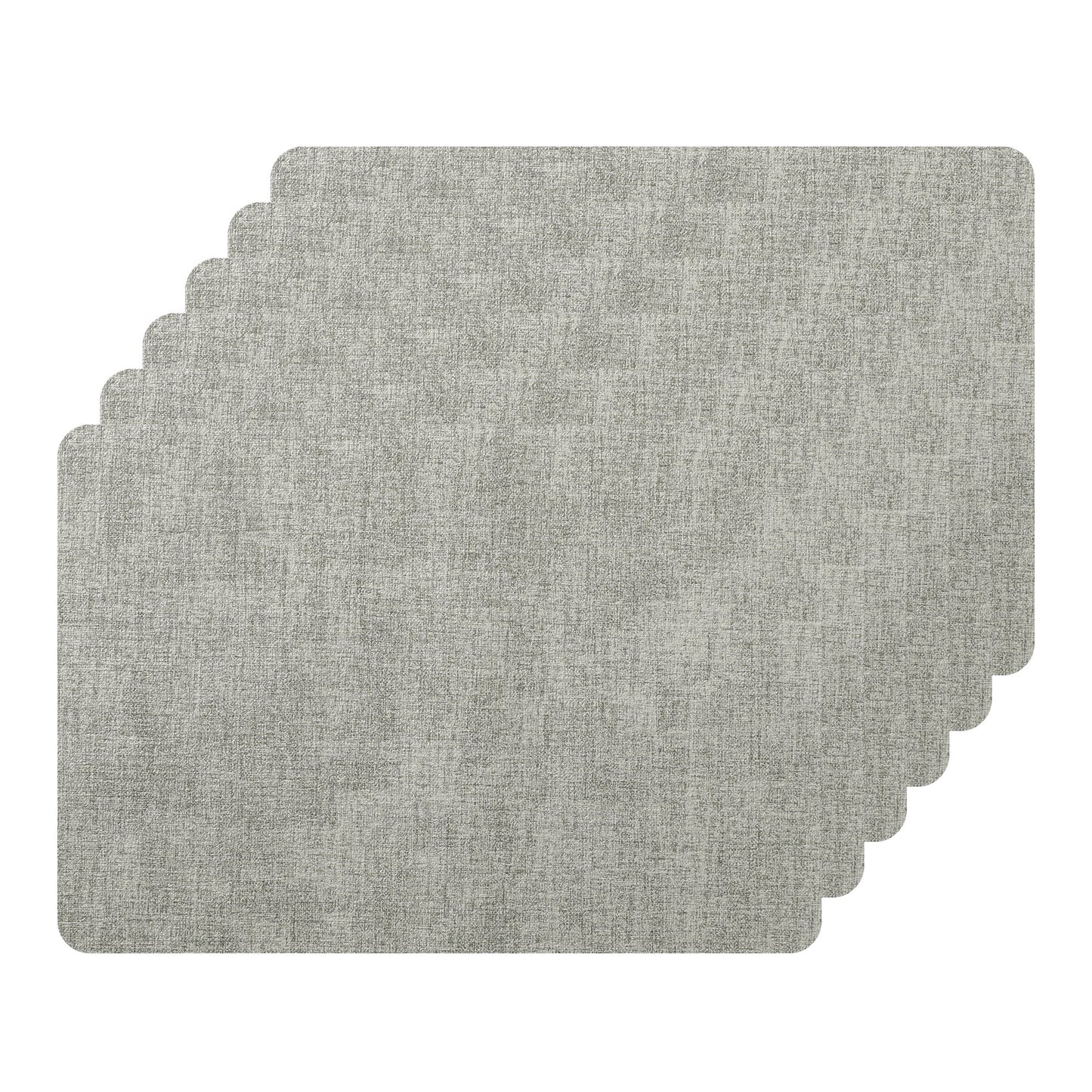 Unique Bargains Set of 6 Faux Leather Heat Resistant Waterproof Dining PU Place Mats Light Grey