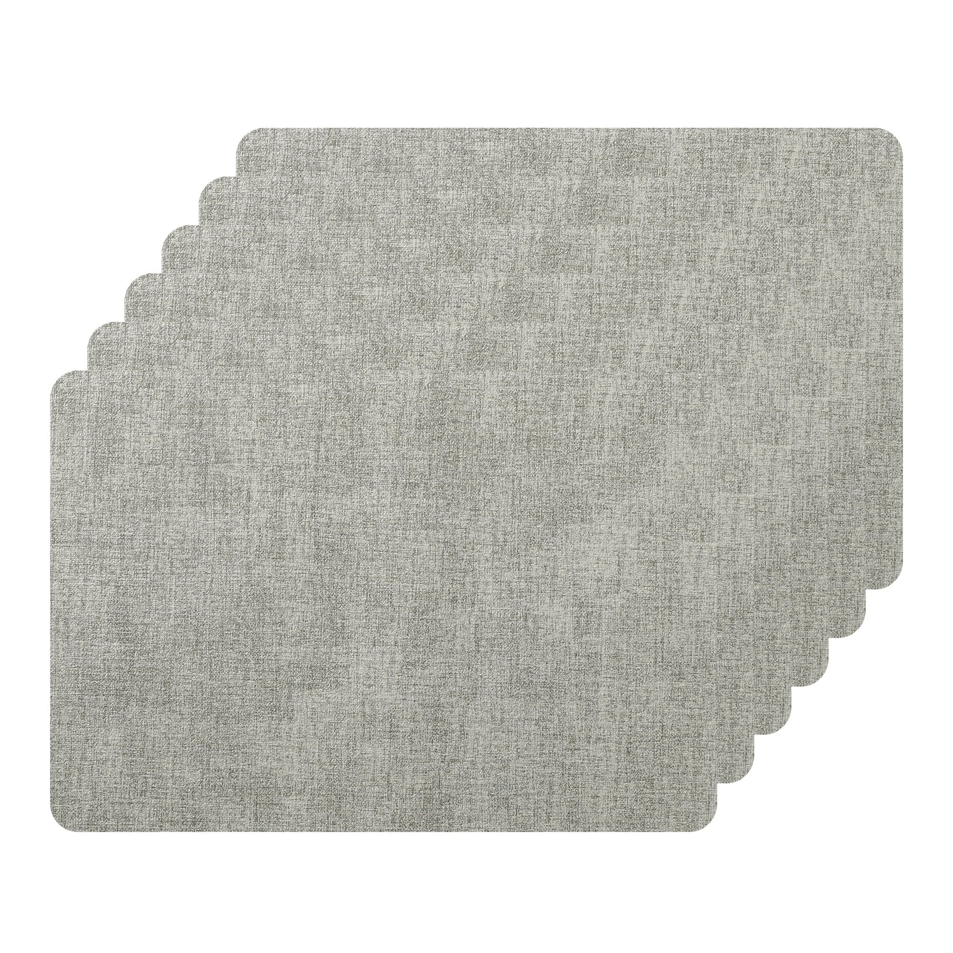 Unique Bargains Set of 6 Faux Leather Heat Resistant Waterproof Dining PU Place Mats Light Grey