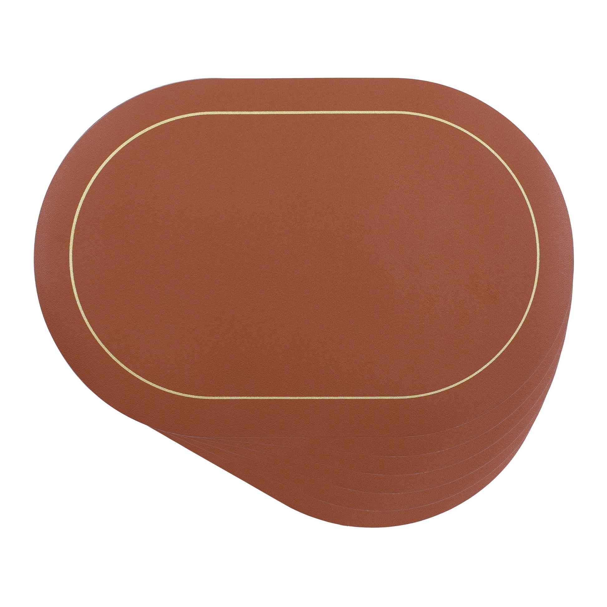 Unique Bargains Set of 6 Faux Leather Placemats Brown