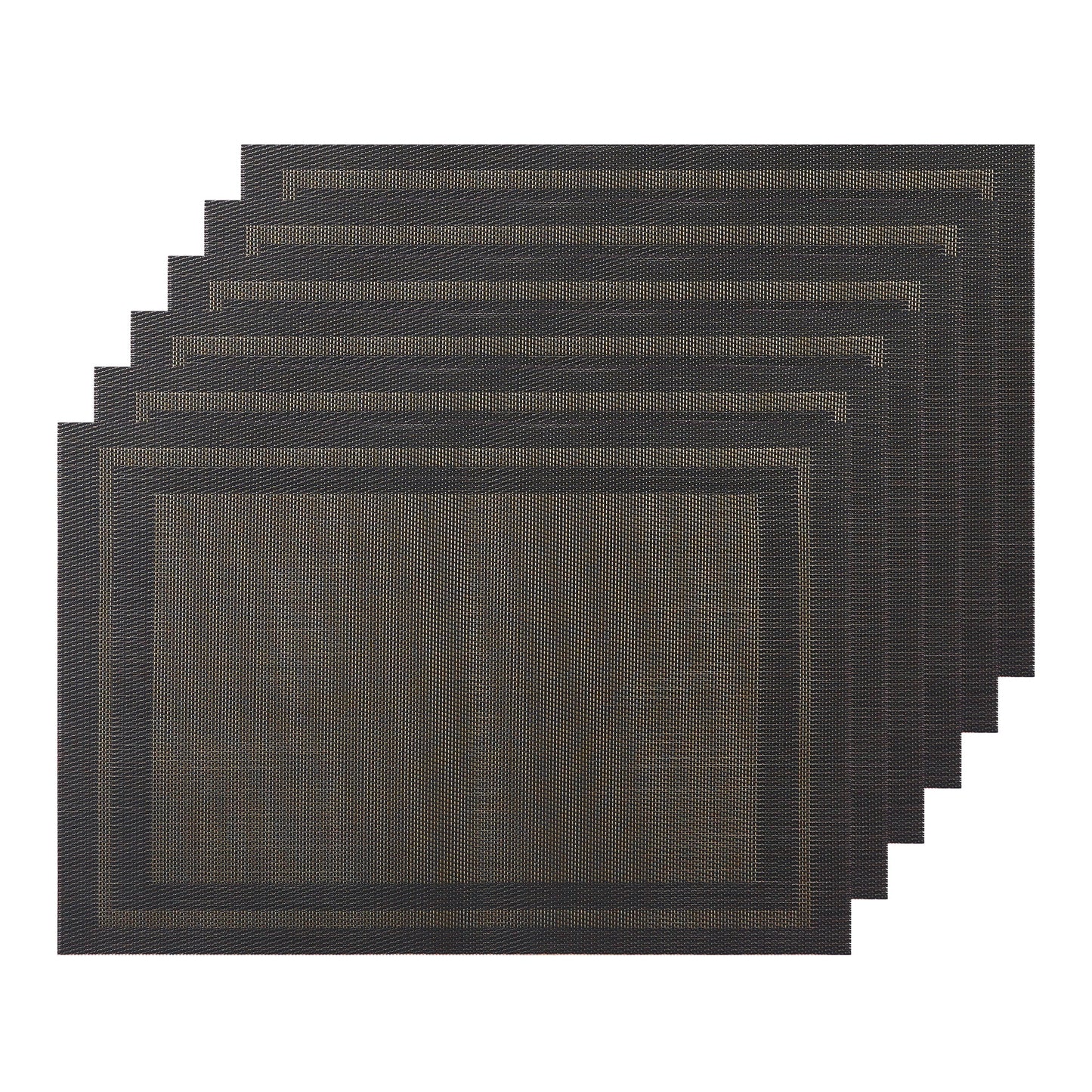 Unique Bargains Set of 6 Heat-resistant Washable Modern Polyvinyl Chloride Placemats Black 18x12 Inch
