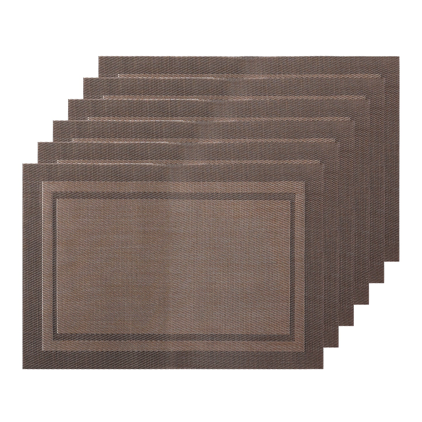 Unique Bargains Set of 6 Heat-resistant Washable Modern Polyvinyl Chloride Placemats Dark Coffee 18x12 Inch