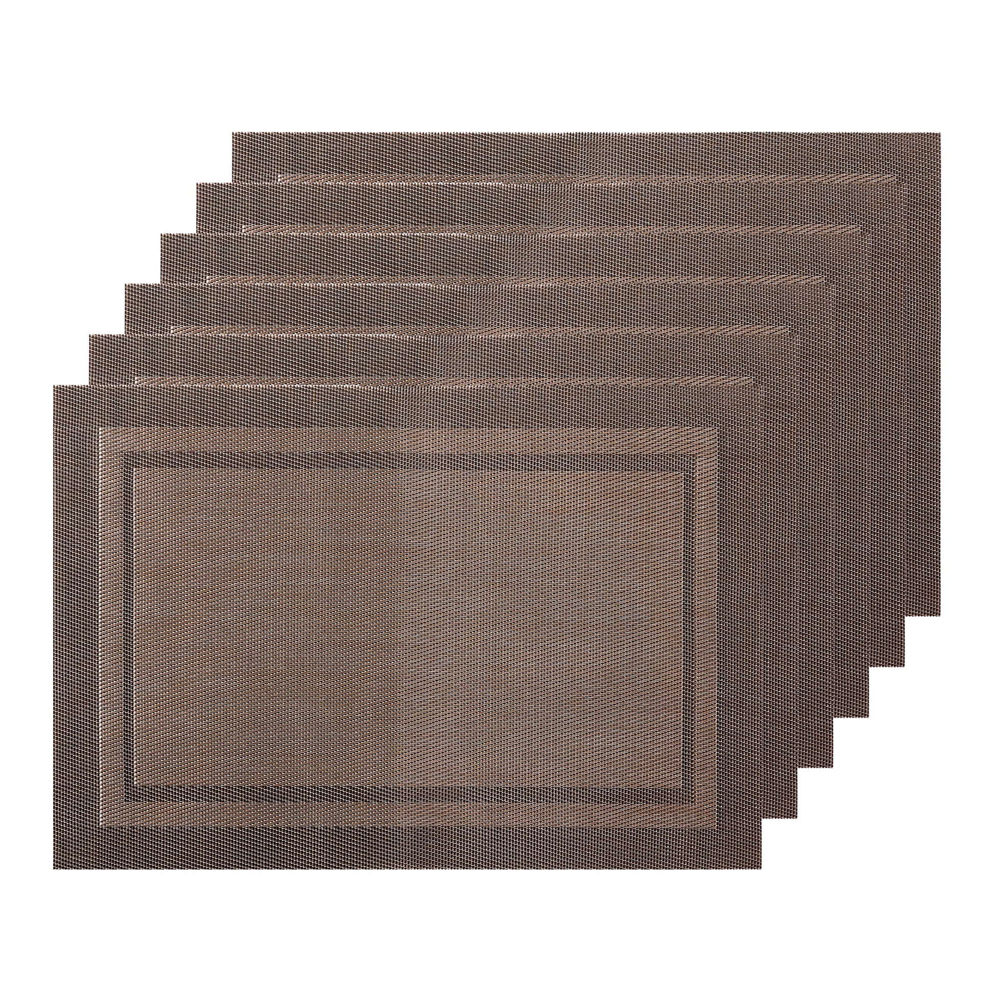 Unique Bargains Set of 6 Heat-resistant Washable Modern Polyvinyl Chloride Placemats Dark Coffee 18x12 Inch